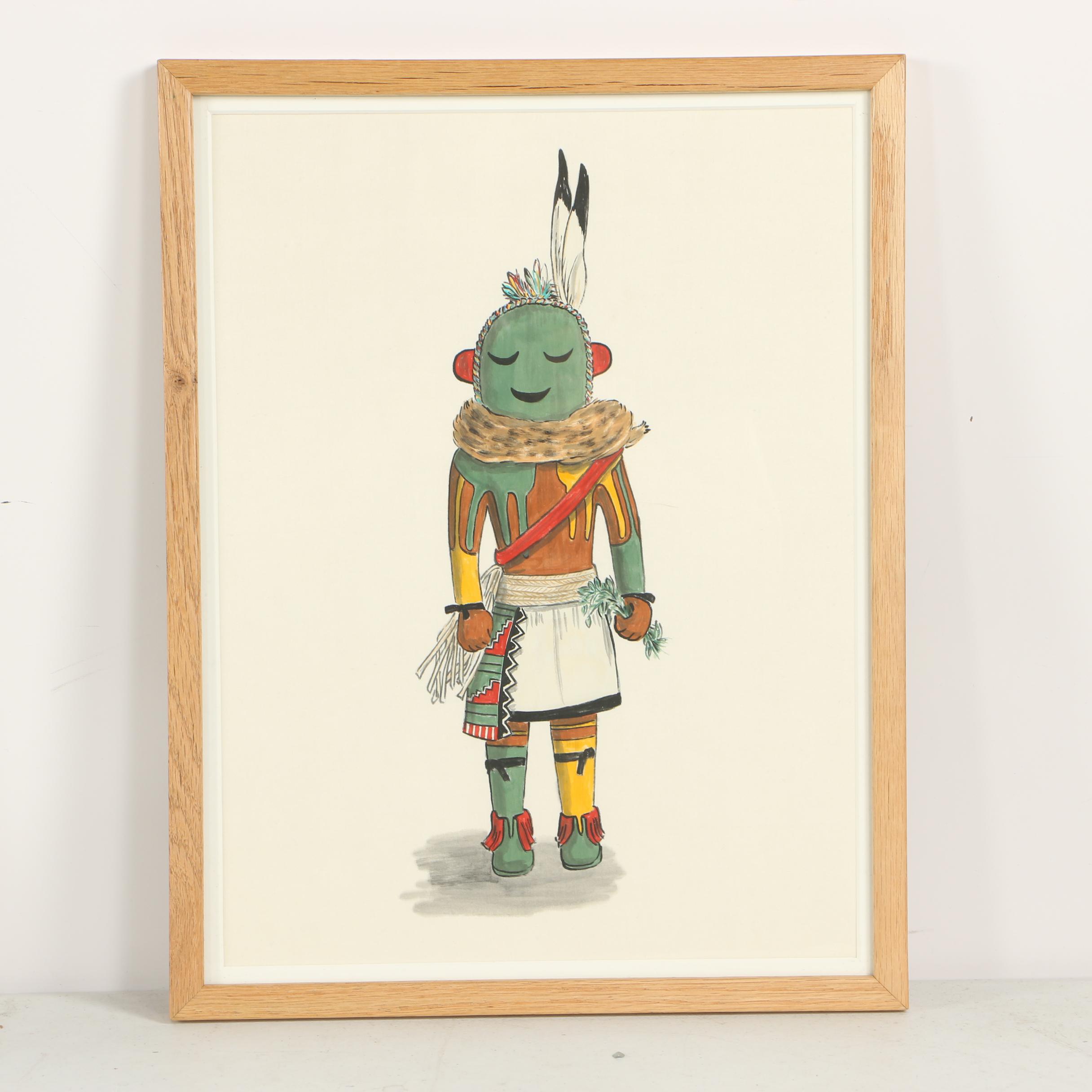 Elizabeth Roth Miller "Hopi Kachina Dolls" Acrylic Paintings