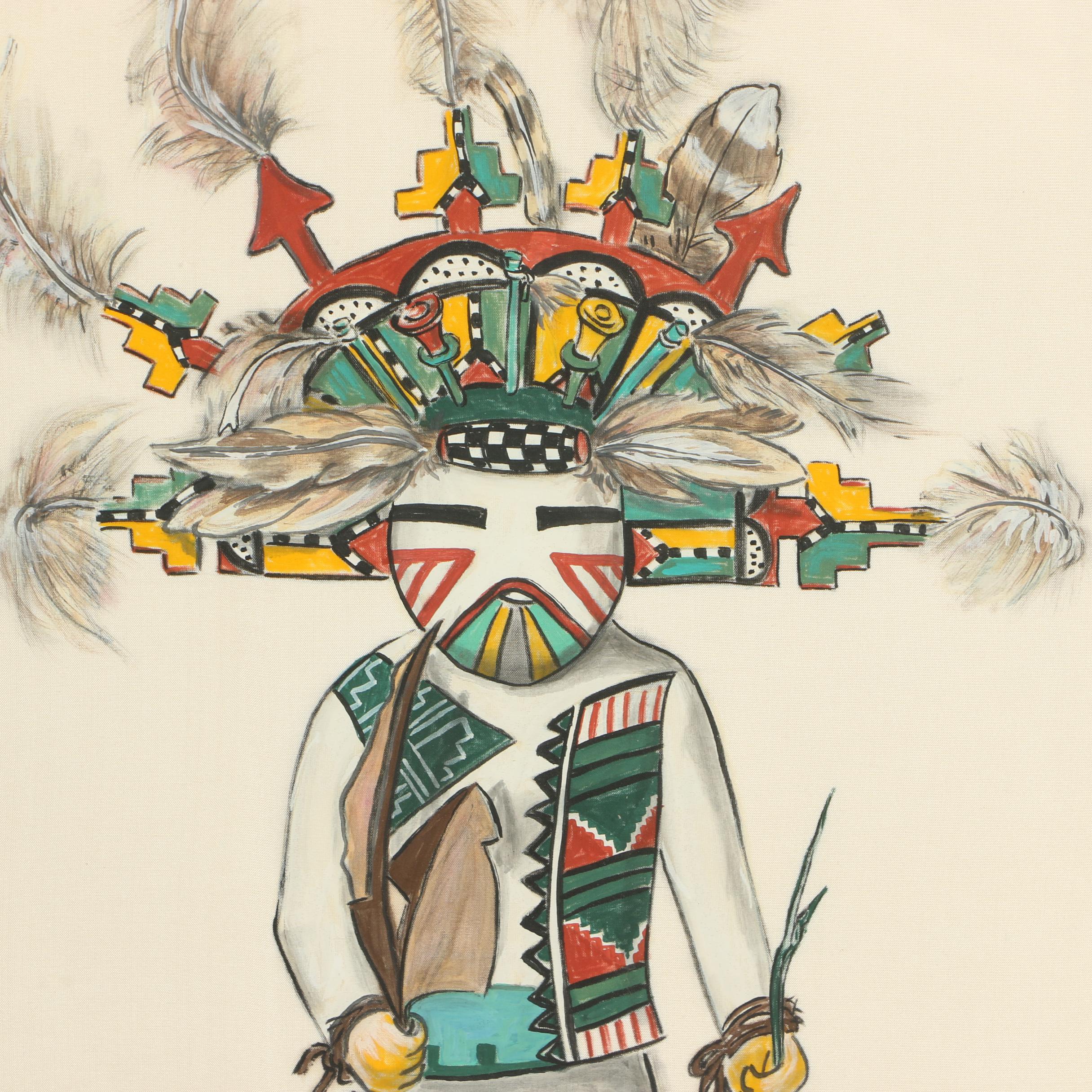 Elizabeth Roth Miller "Hopi Kachina Dolls" Acrylic Paintings