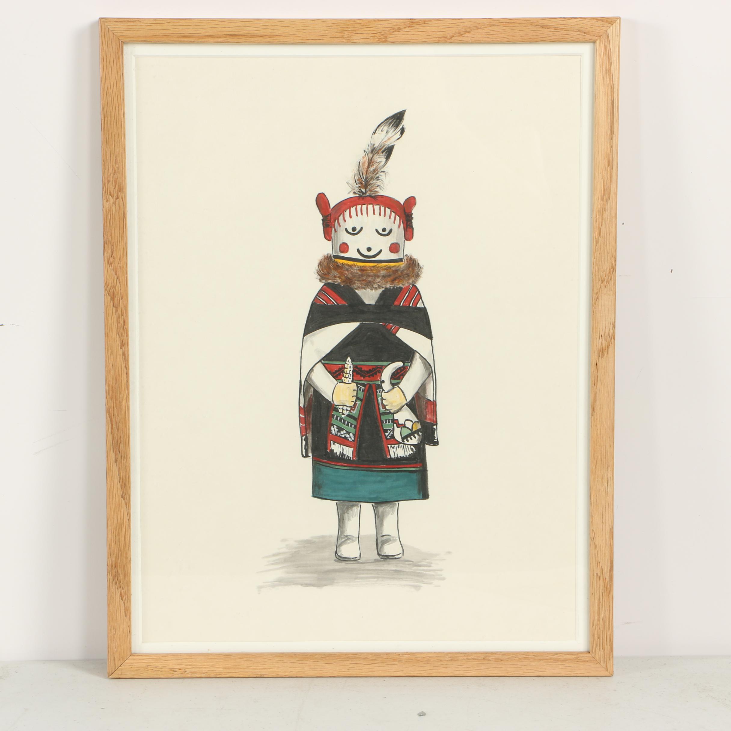 Elizabeth Roth Miller "Hopi Kachina Dolls" Acrylic Paintings