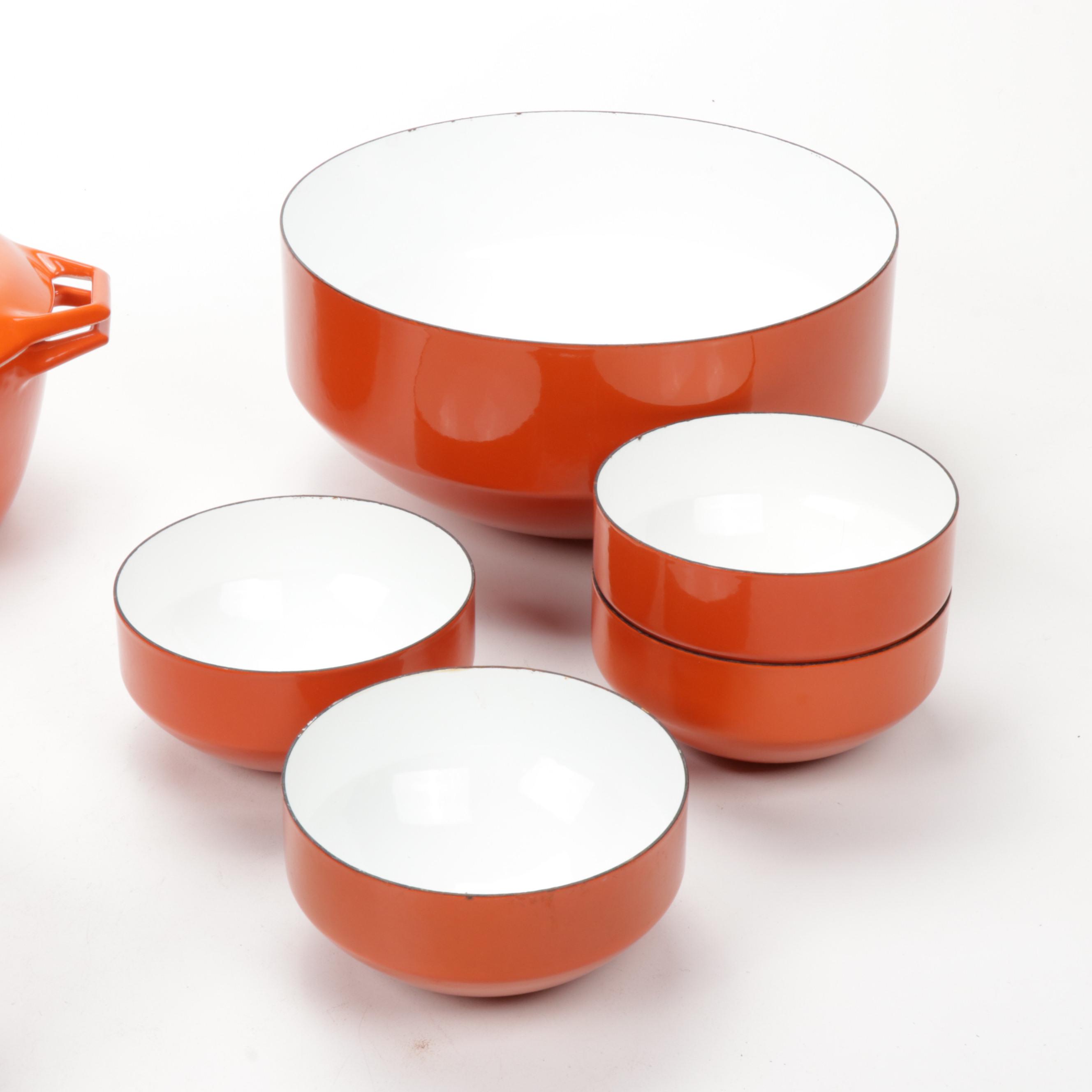 Copco Denmark Enameled Cast Iron Cookware and Steel Bowls, Mid Century