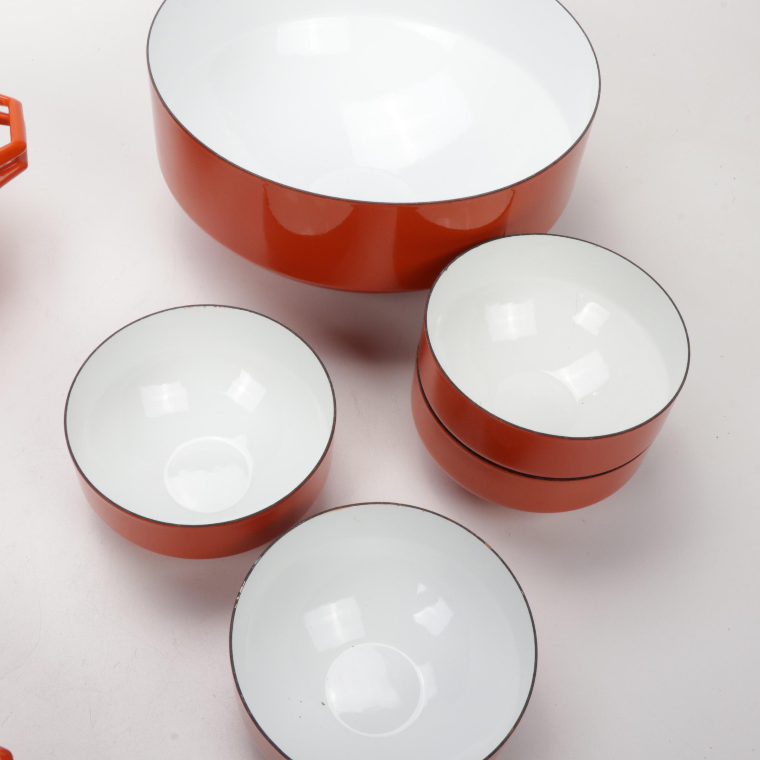 Copco Denmark Enameled Cast Iron Cookware and Steel Bowls, Mid Century