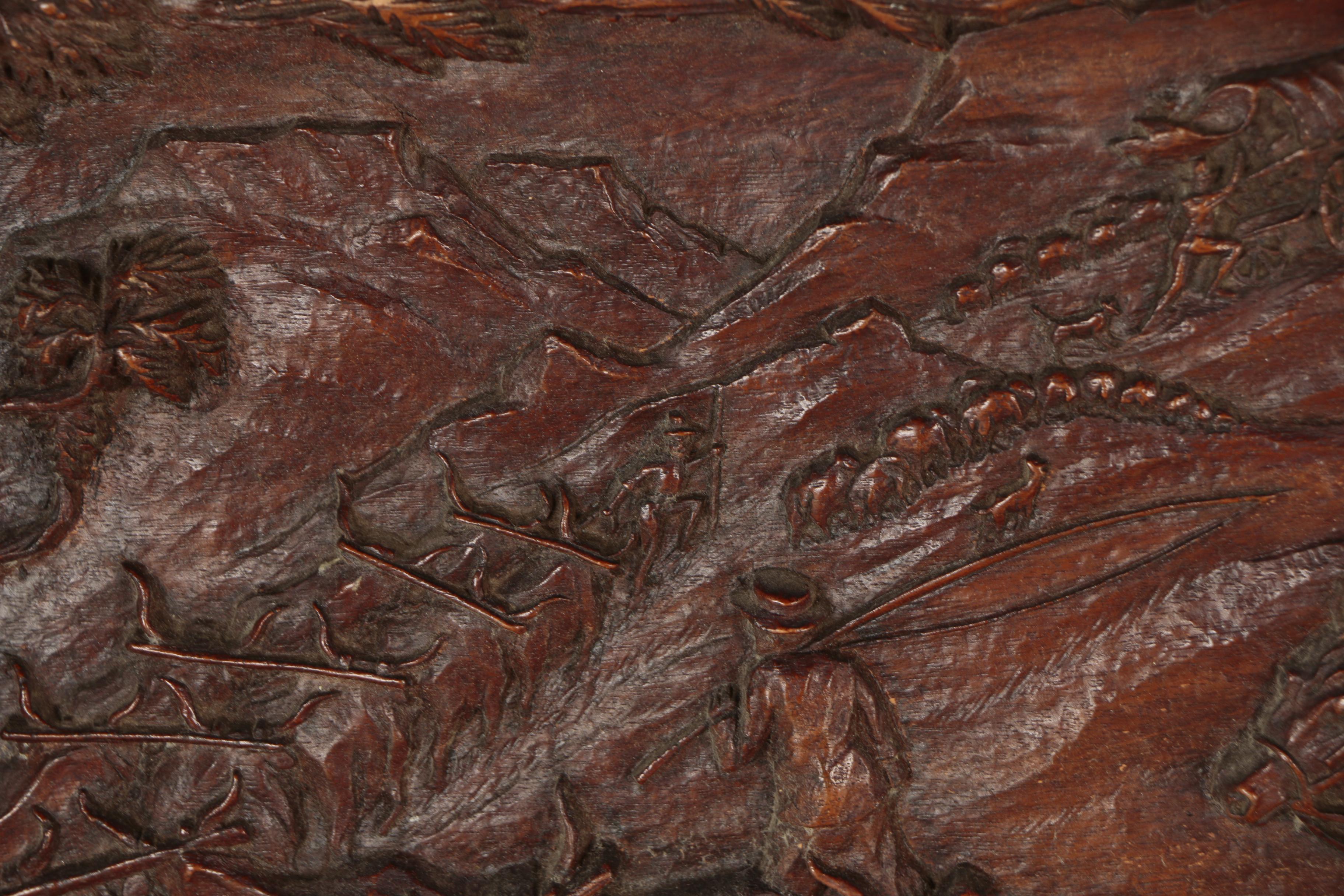 Victor Ivanoff Wood and Resin Relief Sculpture of Pioneer Scene