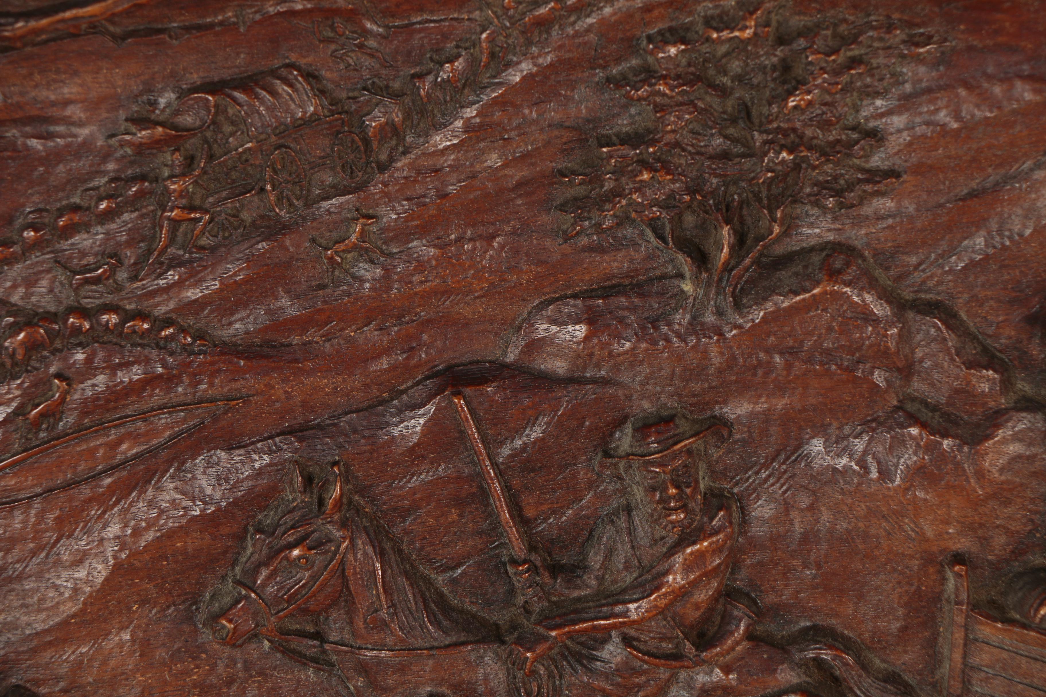 Victor Ivanoff Wood and Resin Relief Sculpture of Pioneer Scene