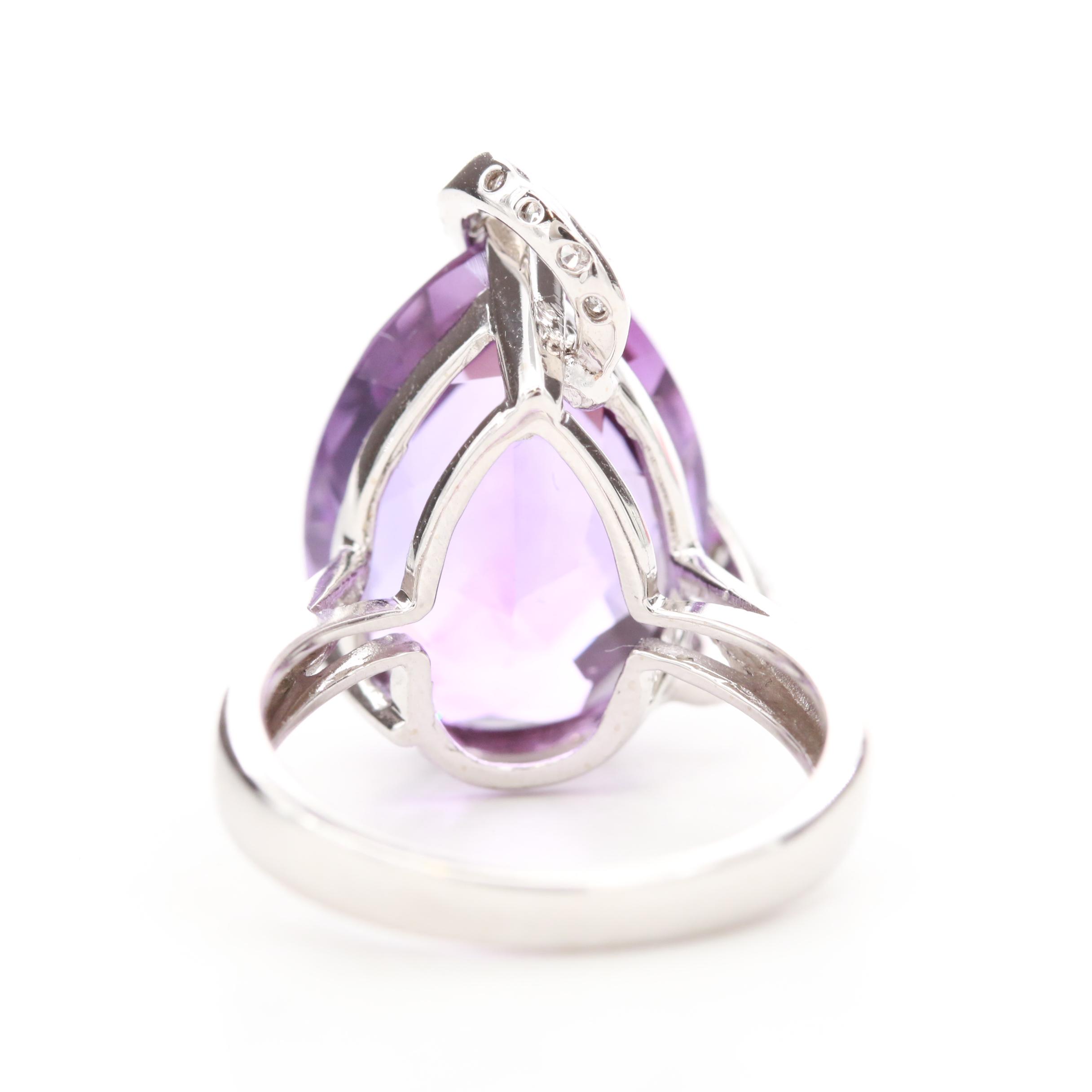 EFFY 14K White Gold Amethyst and Diamond Ring
