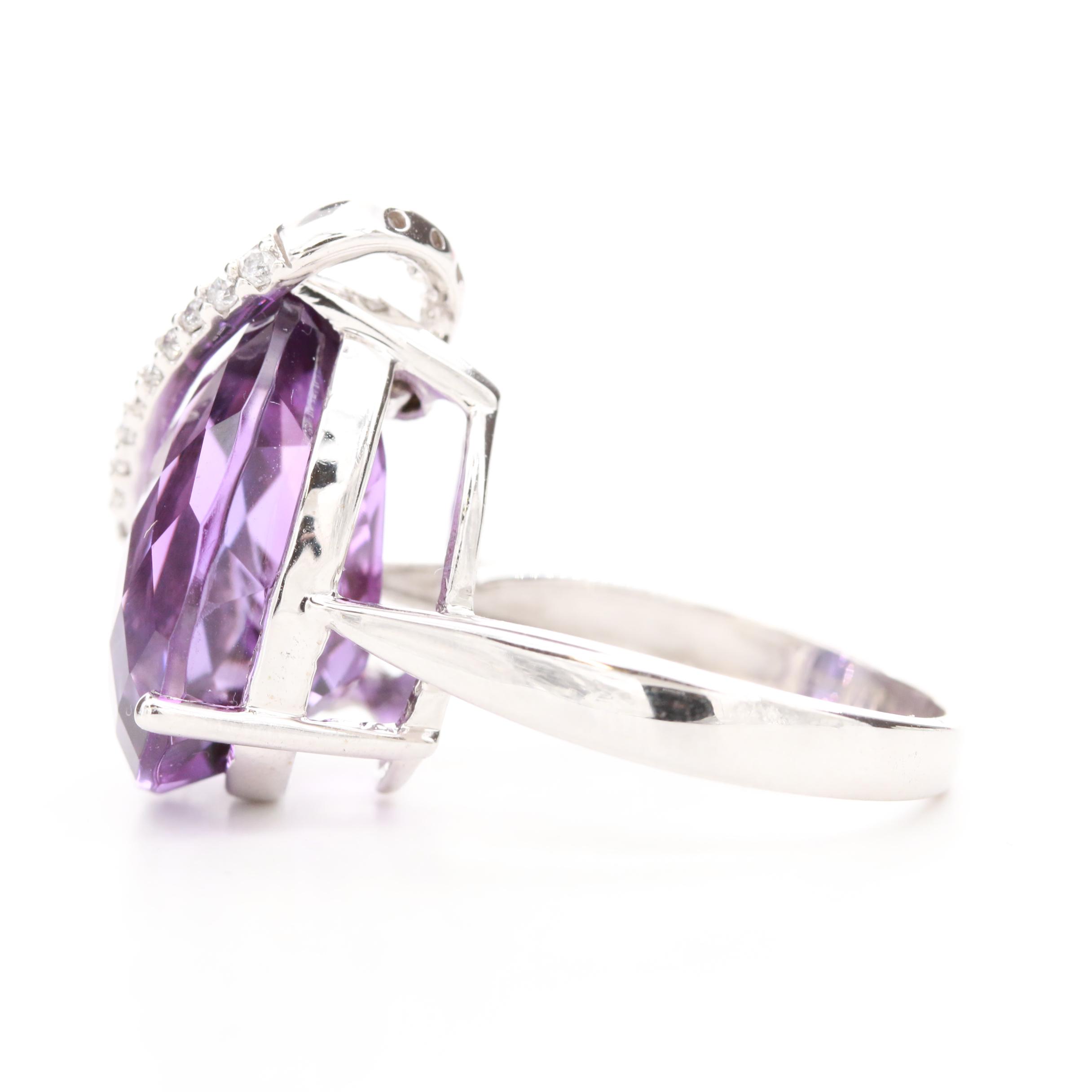EFFY 14K White Gold Amethyst and Diamond Ring