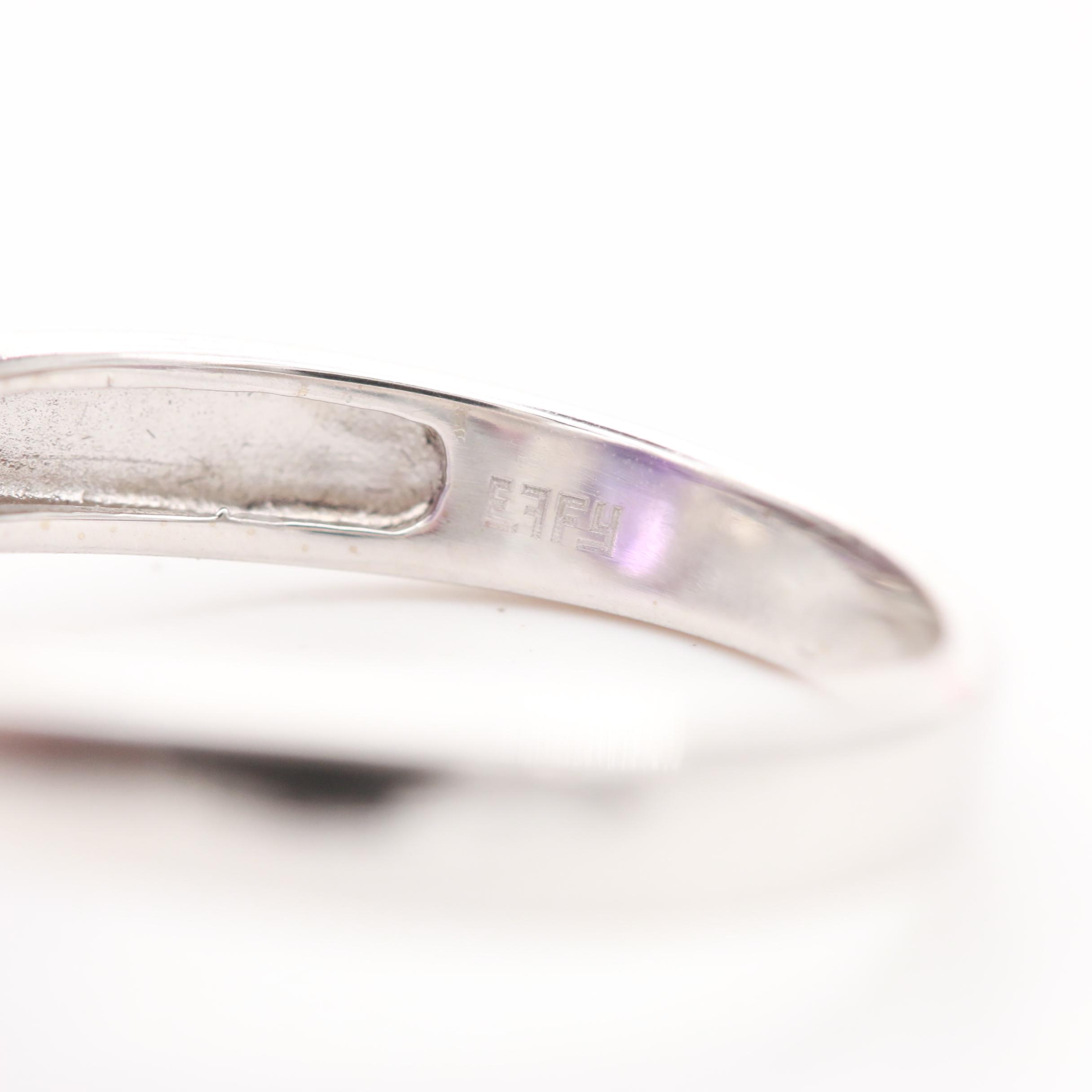 EFFY 14K White Gold Amethyst and Diamond Ring
