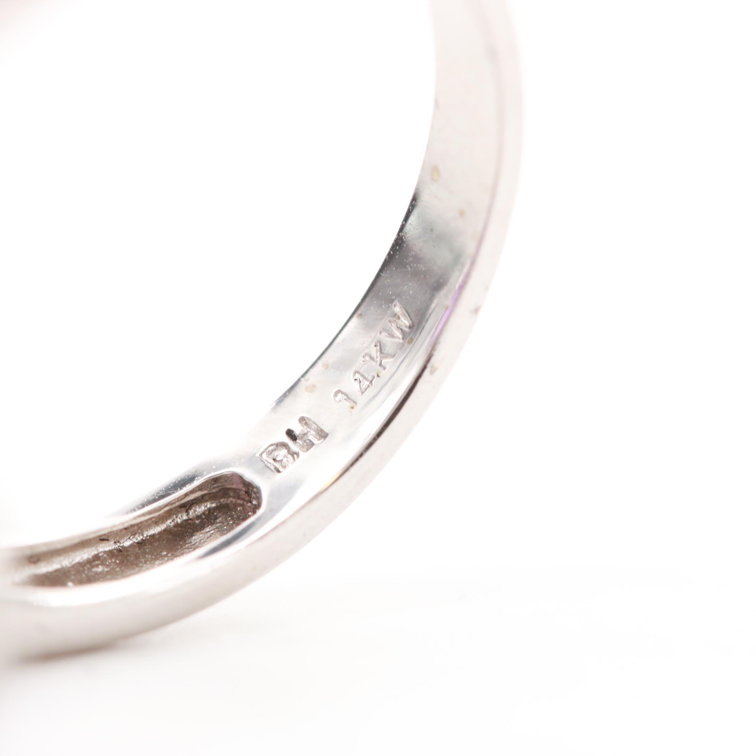 EFFY 14K White Gold Amethyst and Diamond Ring