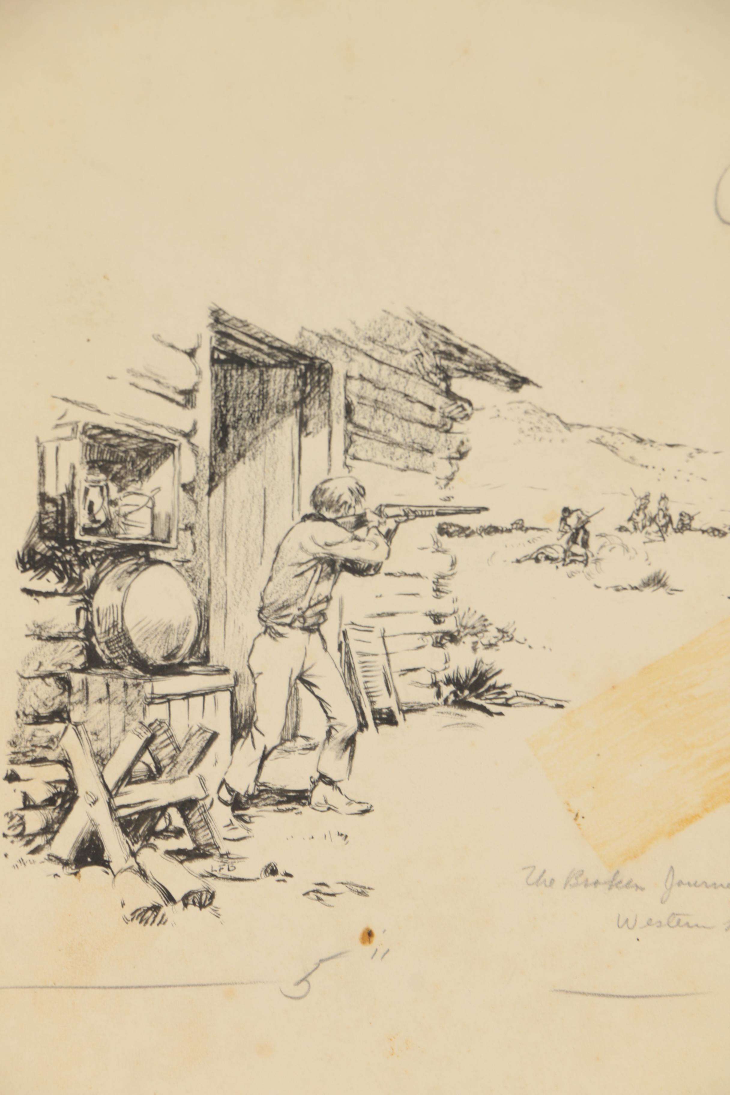 Lorence F. Bjorklund Ink Illustrations for "Street and Smith's Western Story"