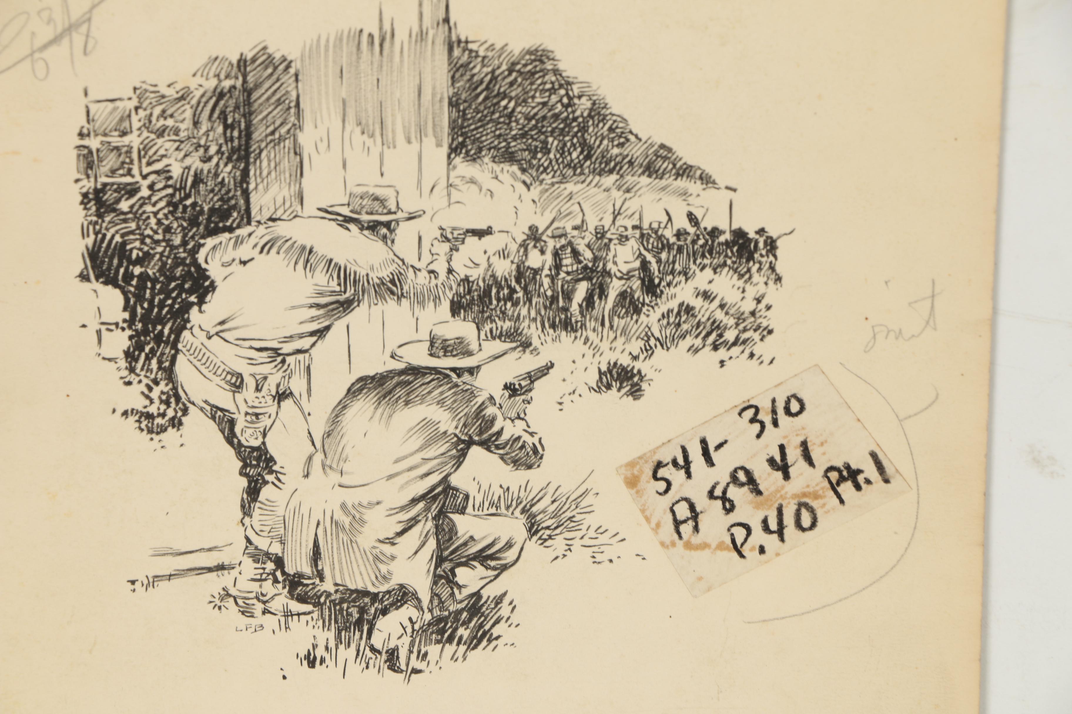 Lorence F. Bjorklund Ink Illustrations for "Street and Smith's Western Story"