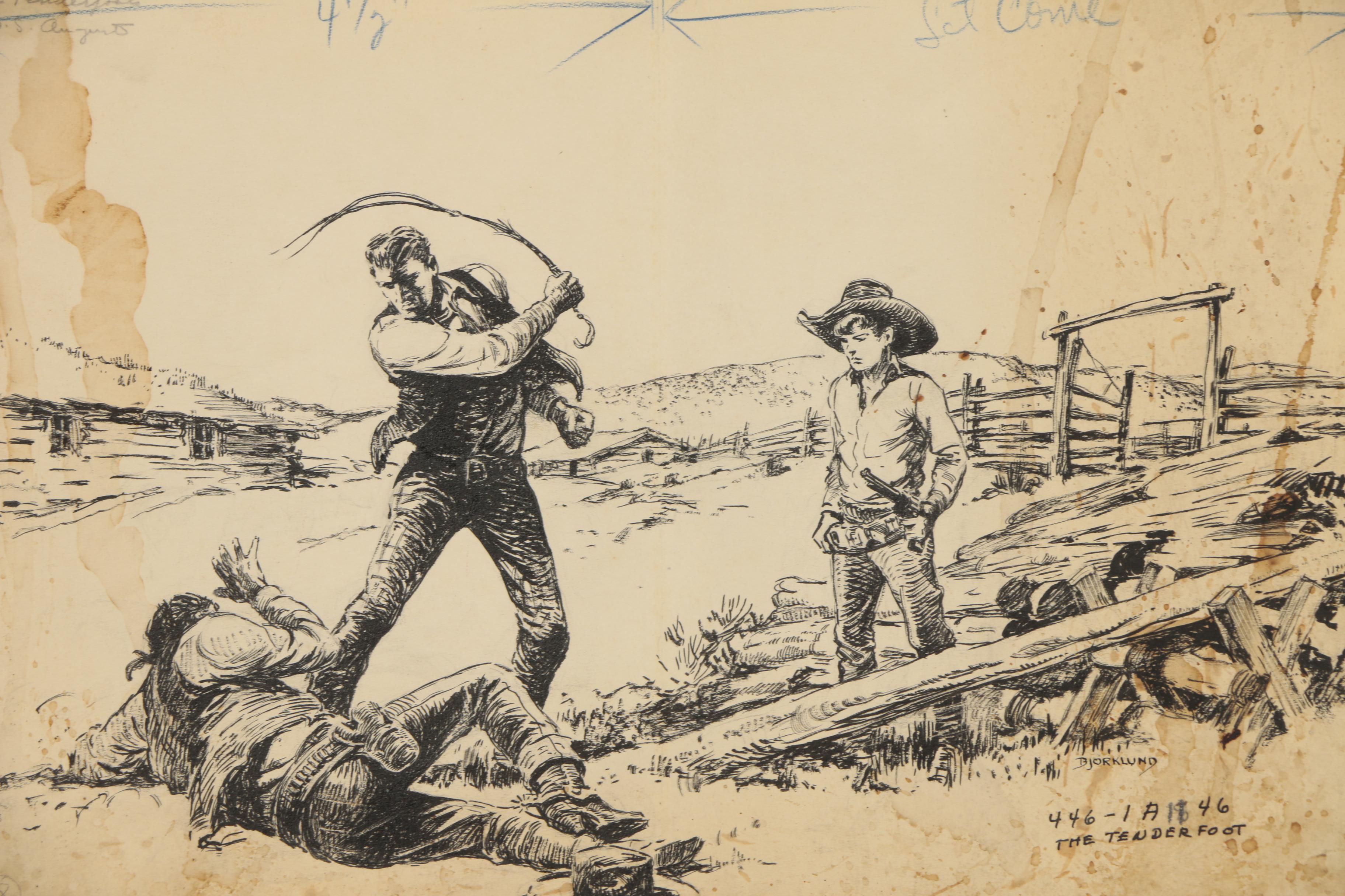 Lorence F. Bjorklund Ink Illustrations for "Street & Smith's Western Story"