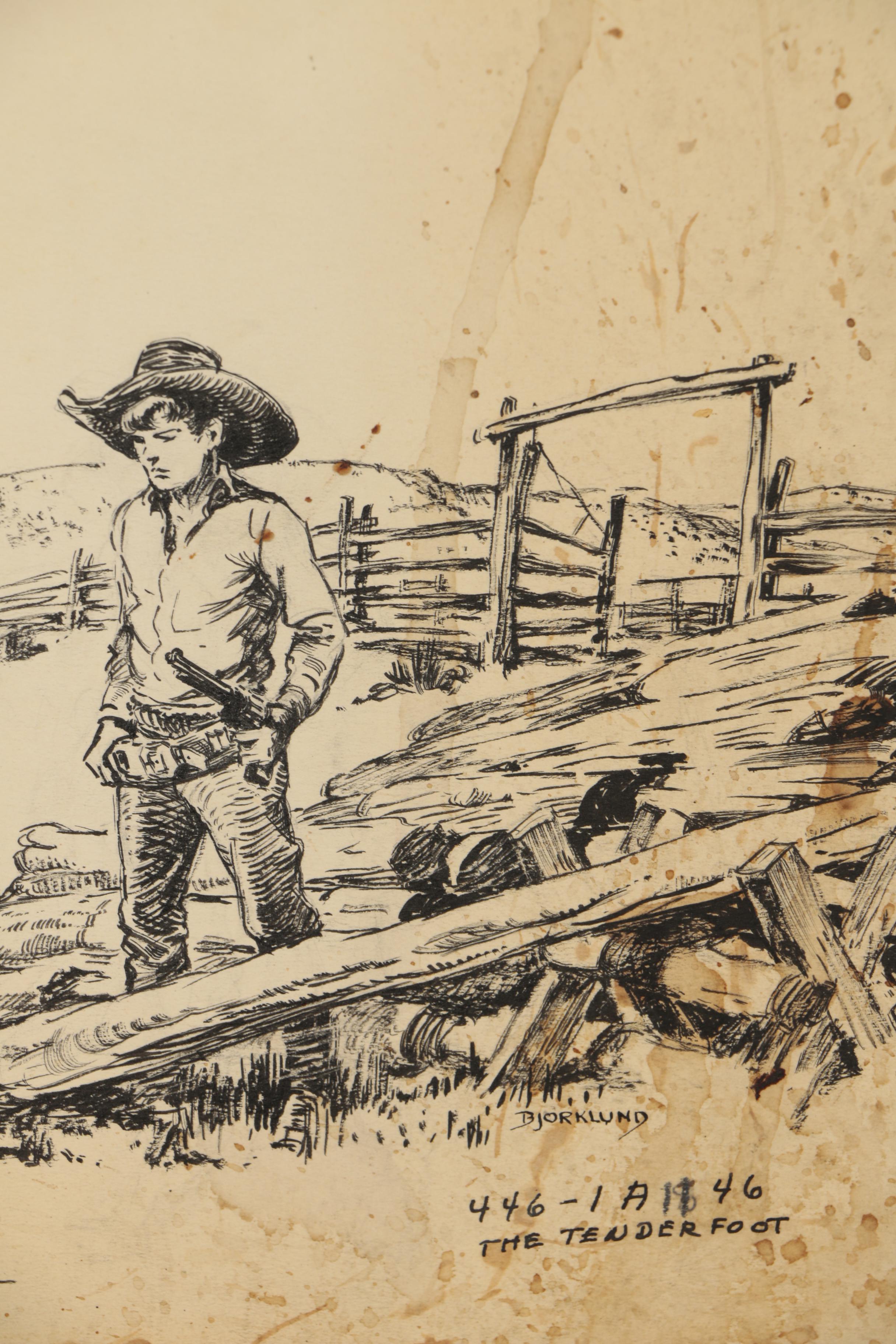 Lorence F. Bjorklund Ink Illustrations for "Street & Smith's Western Story"