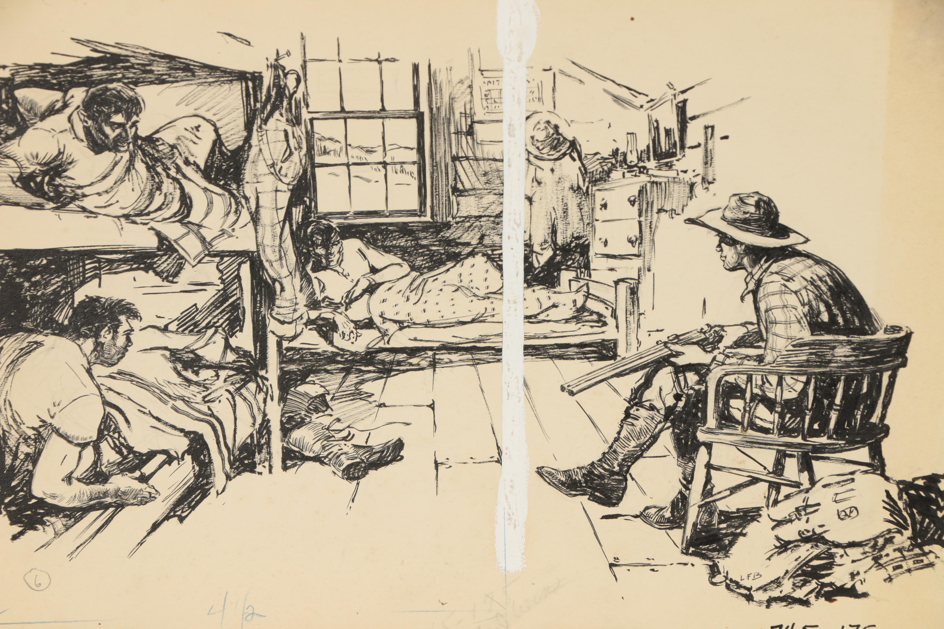 Lorence F. Bjorklund Ink Illustrations for "Street & Smith's Western Story"