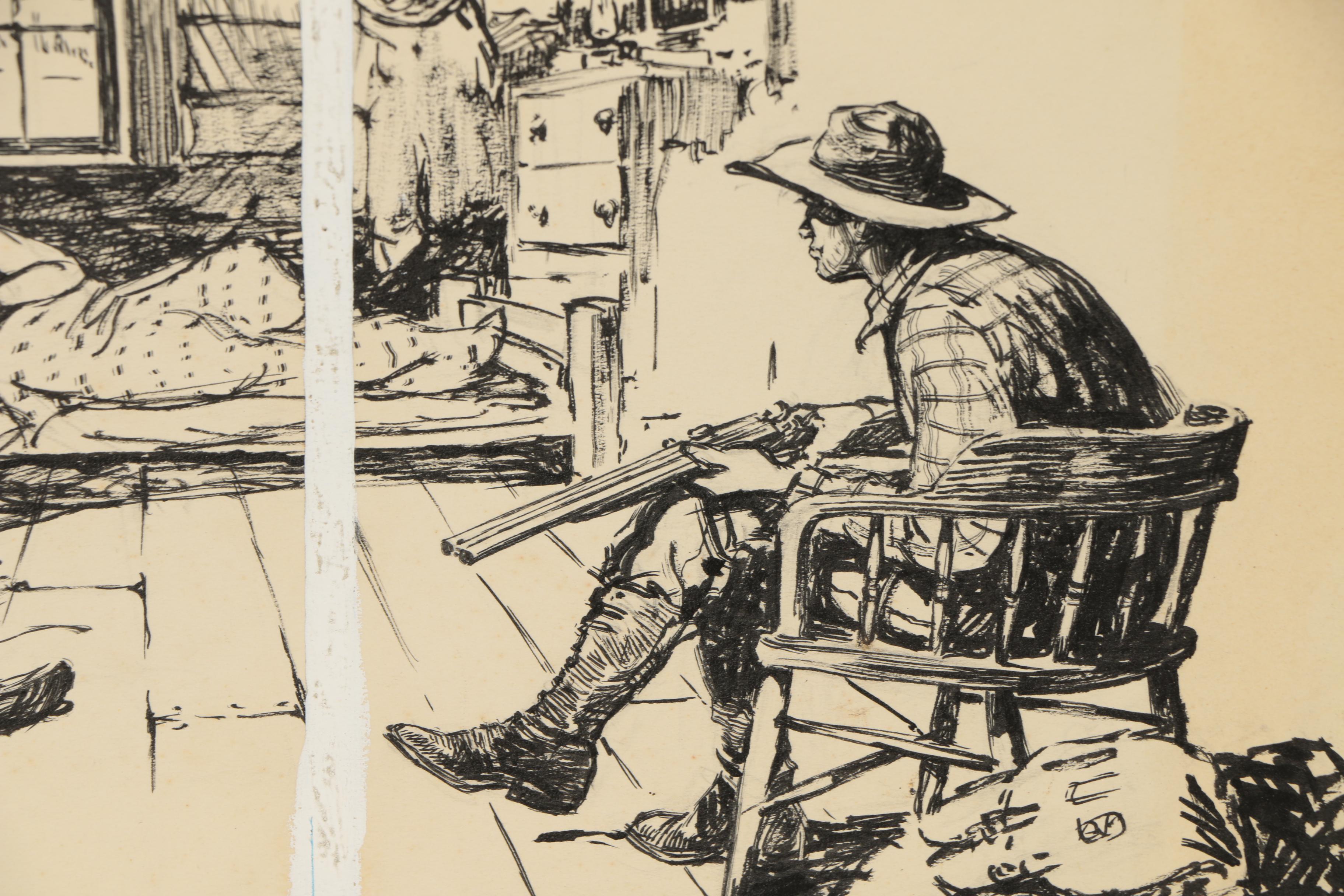 Lorence F. Bjorklund Ink Illustrations for "Street & Smith's Western Story"