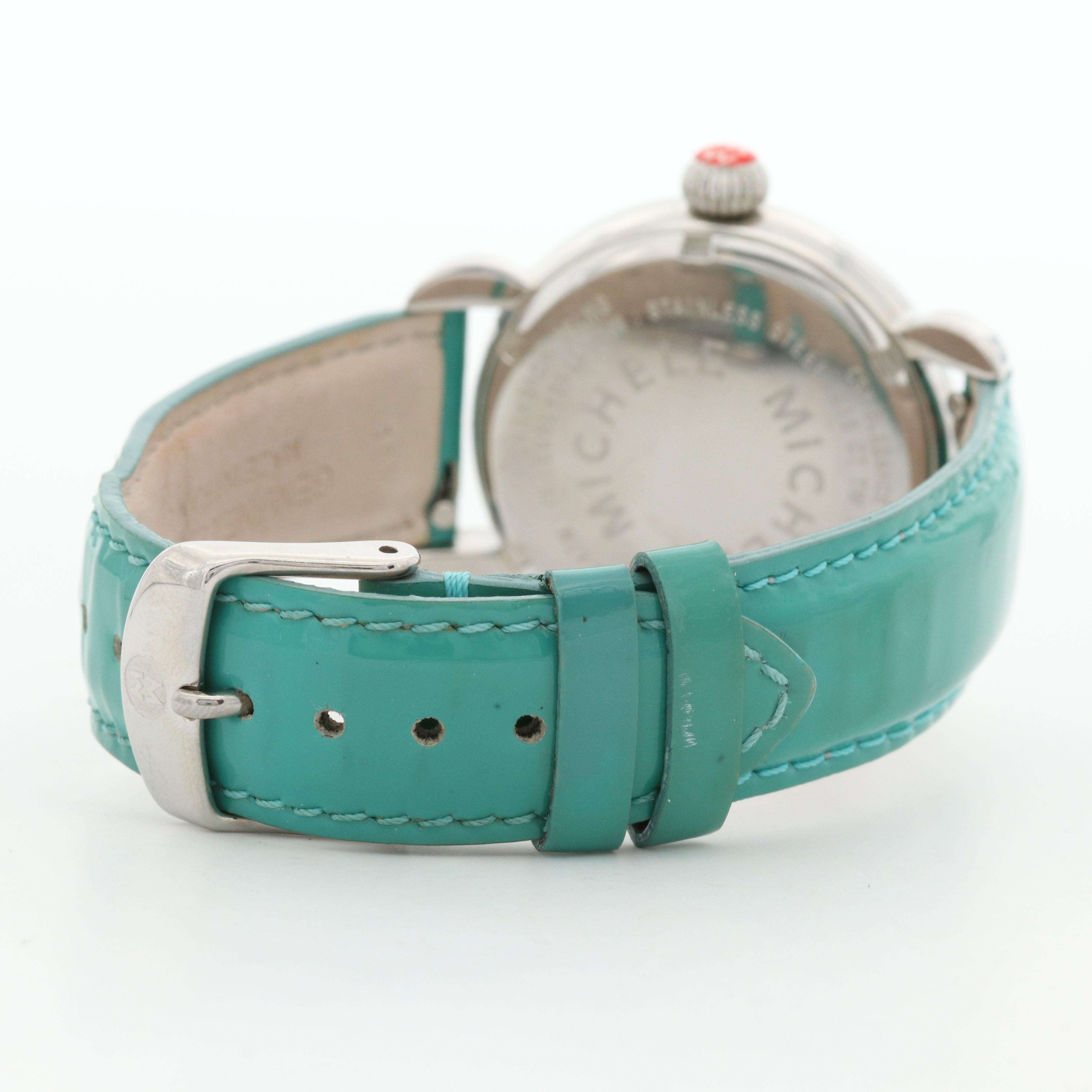 Michele Stainless Steel and Diamond Watch With Mother of Pearl Dial