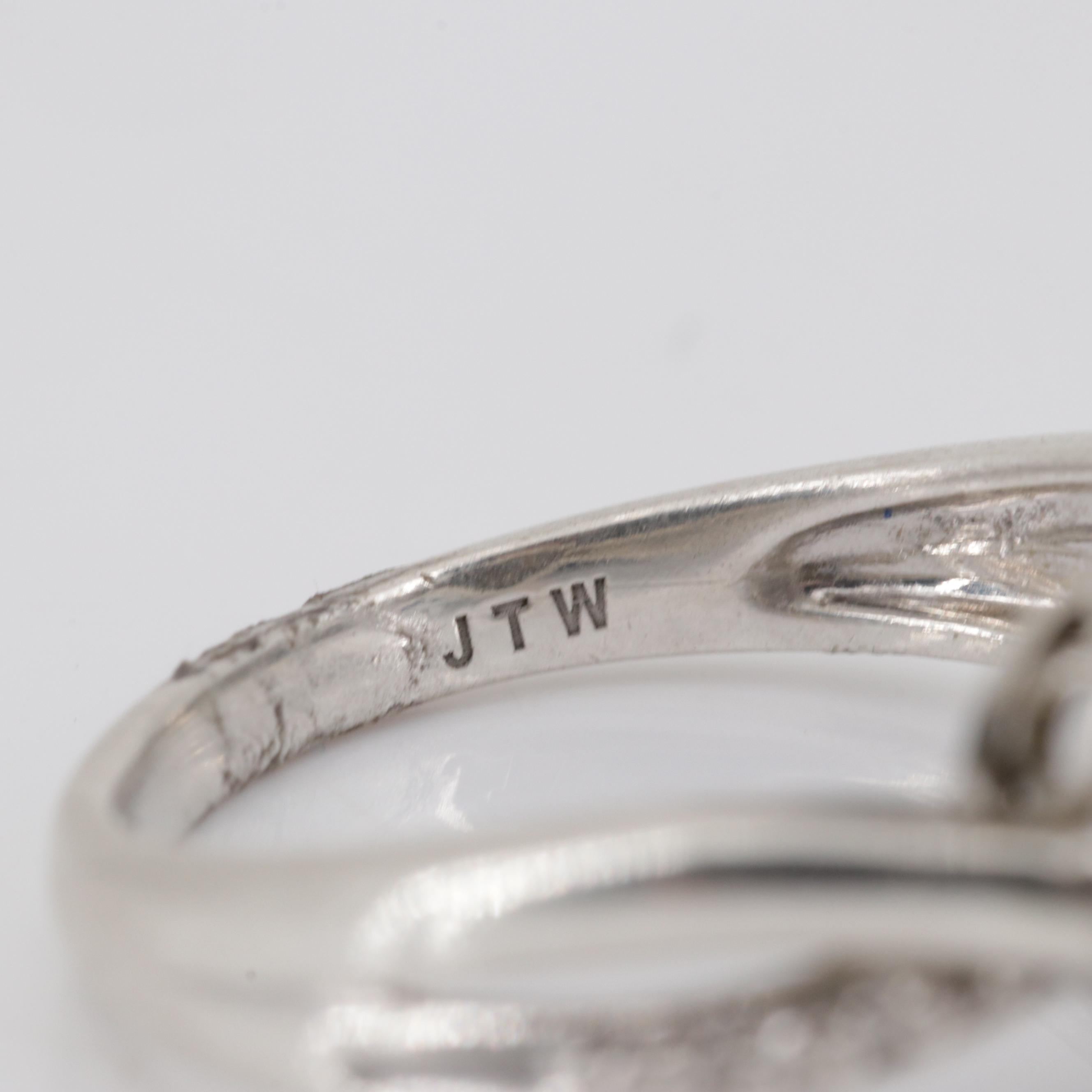 Sterling Silver Heart Shape Diamond Cluster Ring