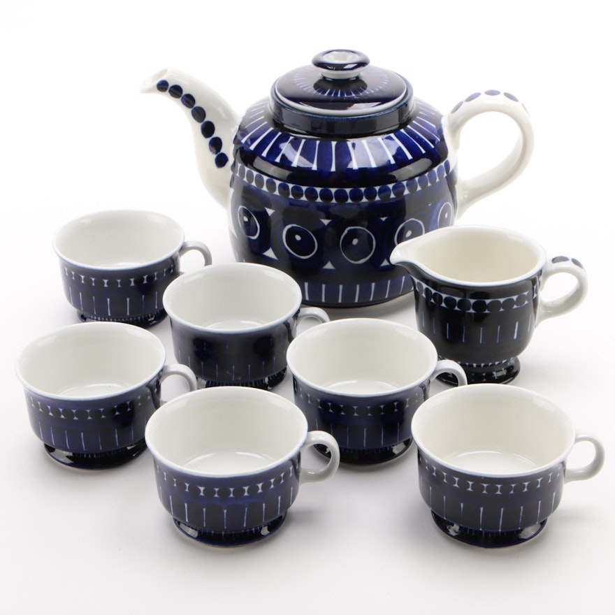 Arabia Finnish "Valencia" Blue and White Tea Set