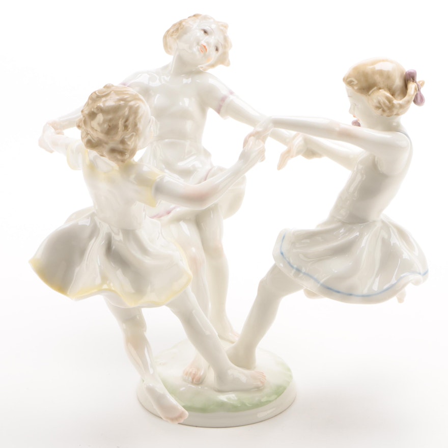 Hutschenreuther "May Dance" Porcelain Figurine, U.S. Zone Germany, 1946 -1948