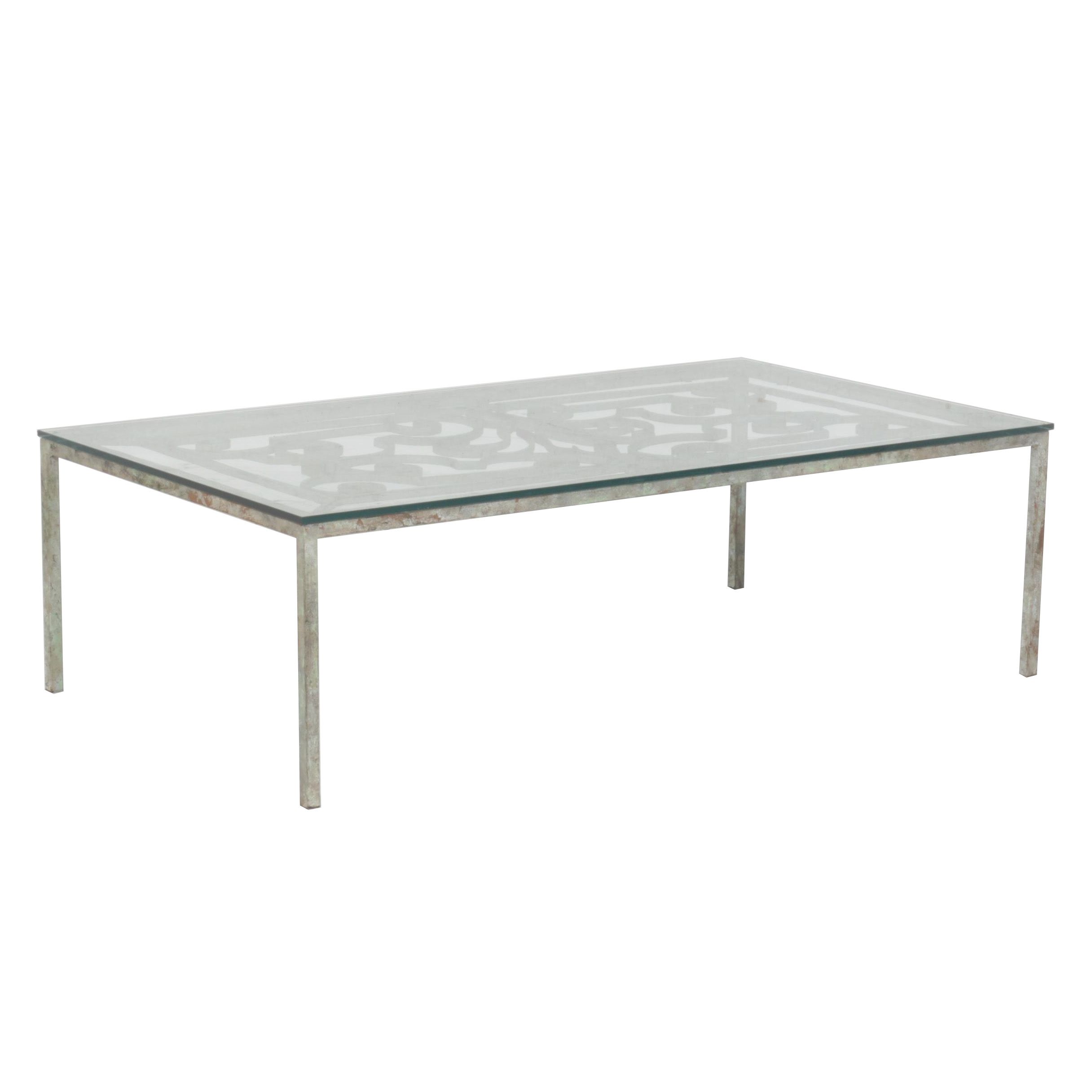 Glass Top Wrought Iron Patio Coffee Table