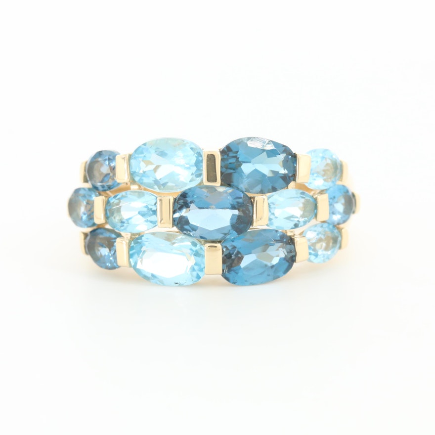 14K Yellow Gold Blue Topaz Ring