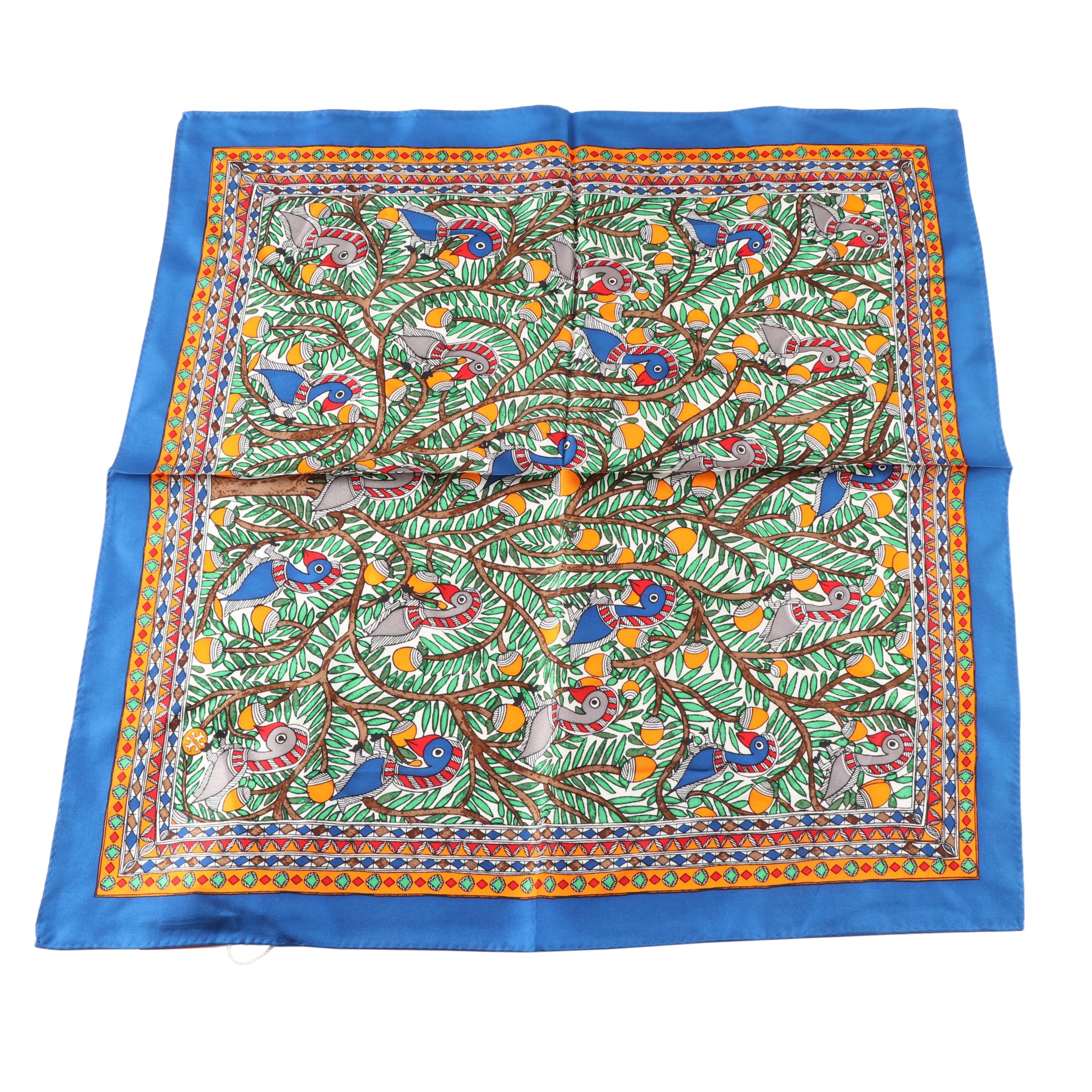 Tory Burch Court Green Something Wild Silk Neckerchief