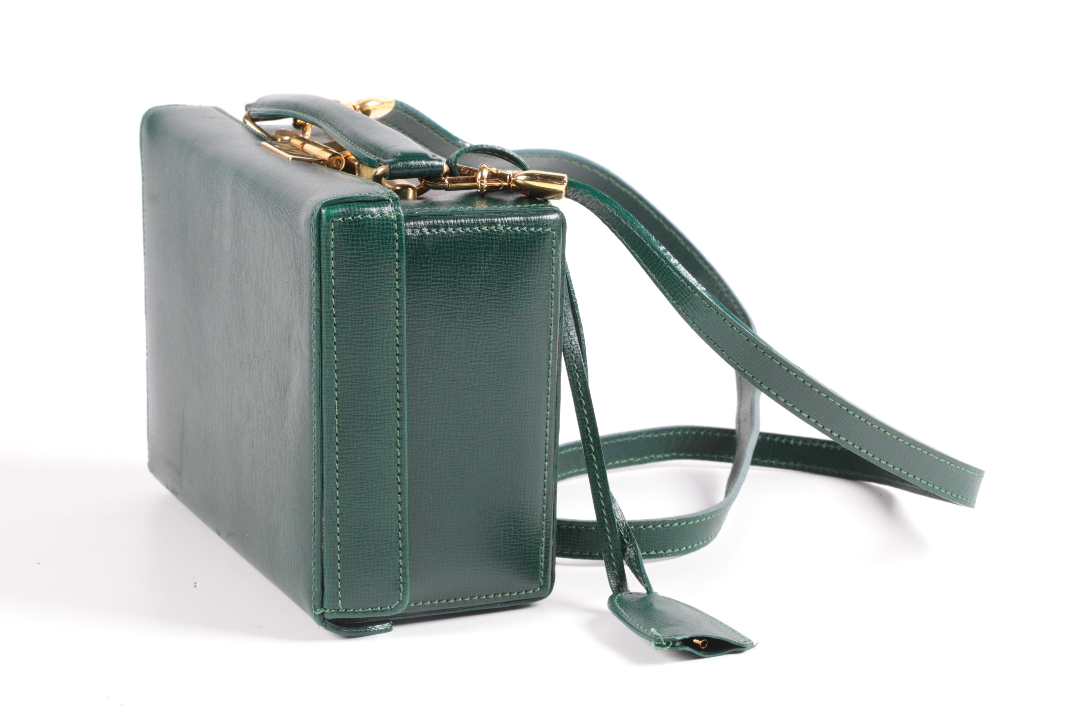 Mark Cross Grace Crossbody Bag in Green Saffiano Leather