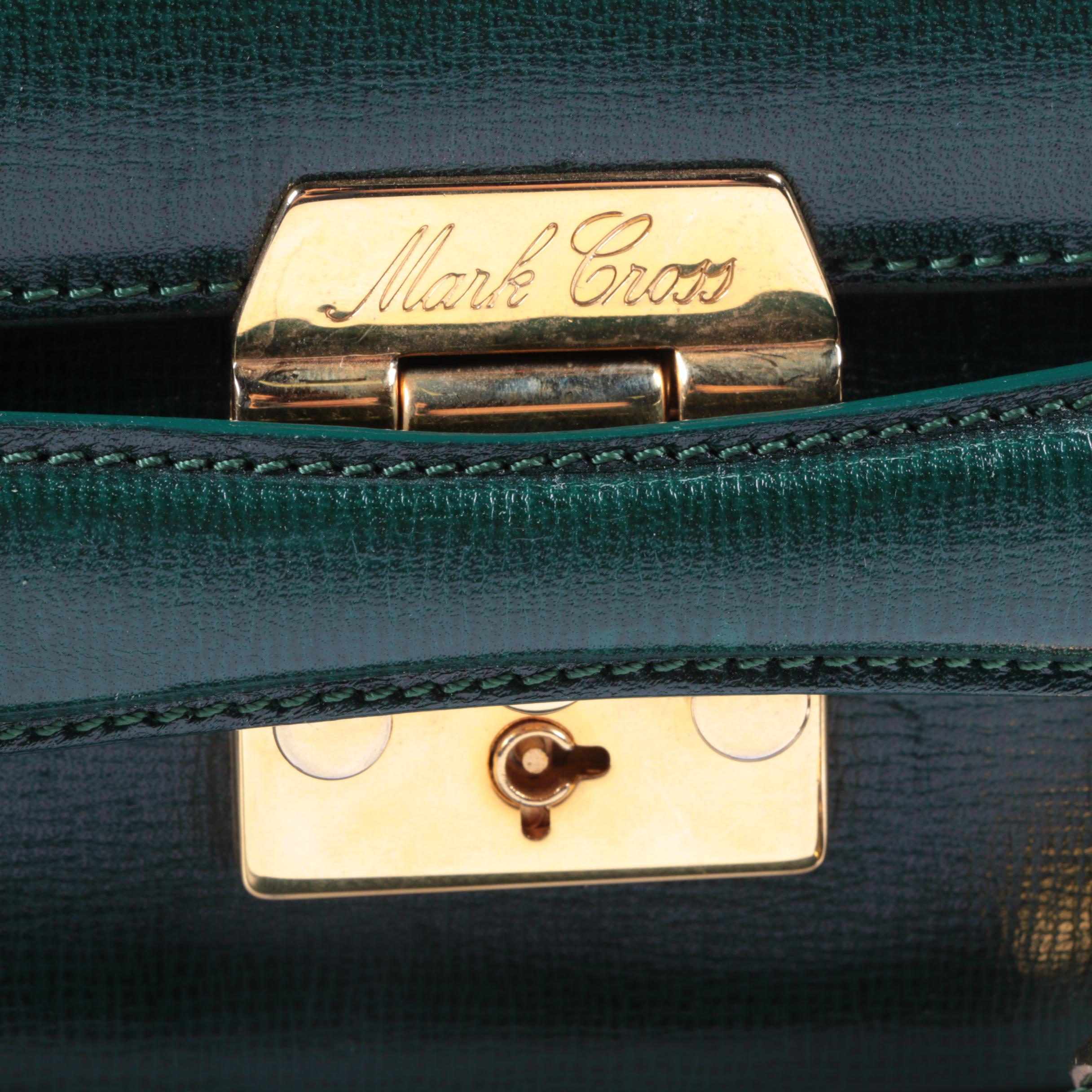 Mark Cross Grace Crossbody Bag in Green Saffiano Leather
