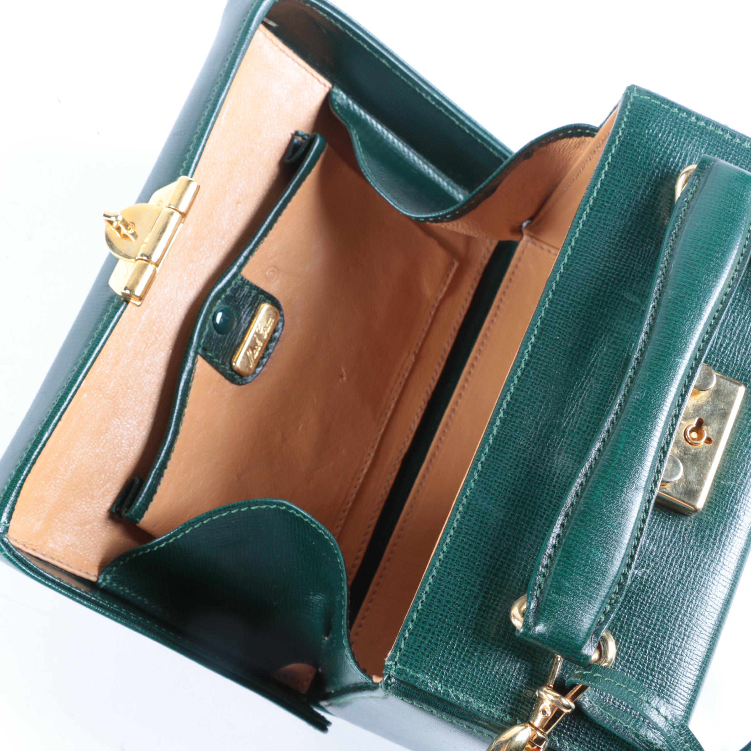 Mark Cross Grace Crossbody Bag in Green Saffiano Leather