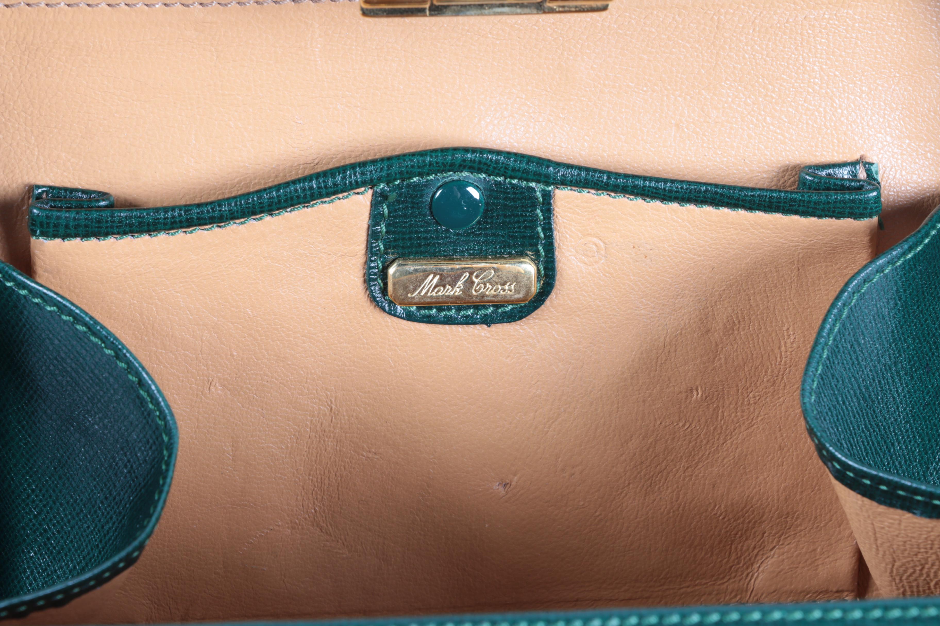 Mark Cross Grace Crossbody Bag in Green Saffiano Leather