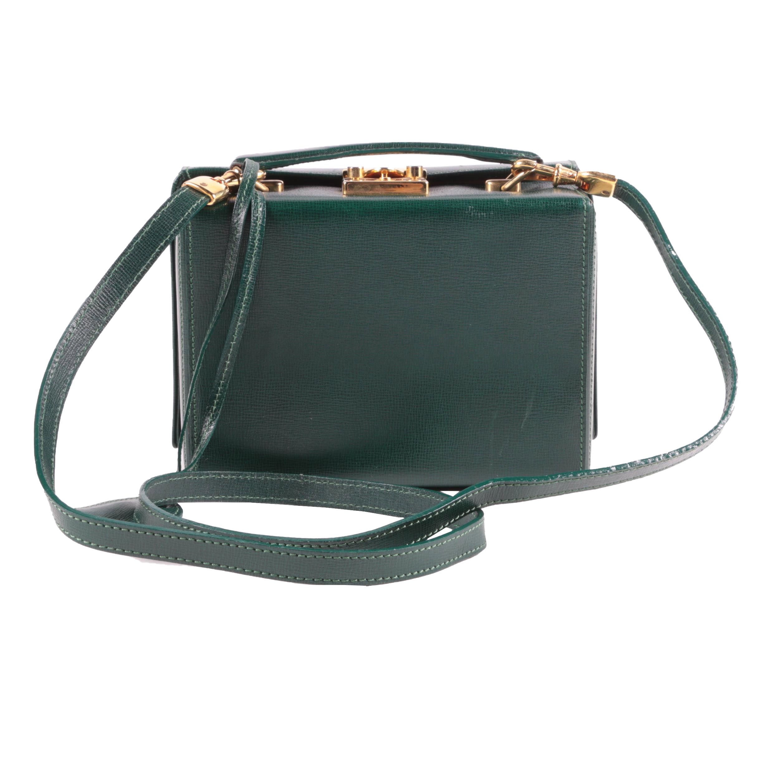 Mark Cross Grace Crossbody Bag in Green Saffiano Leather