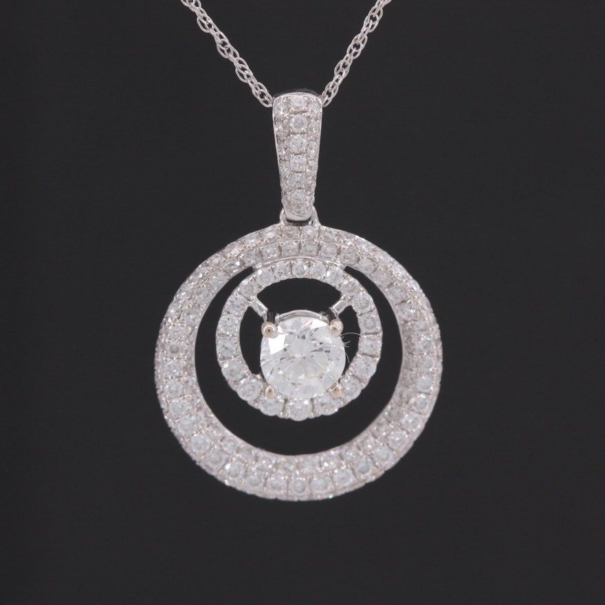Natalie K 18K White Gold 1.03 CTW Diamond Pendant Necklace with GIA Report