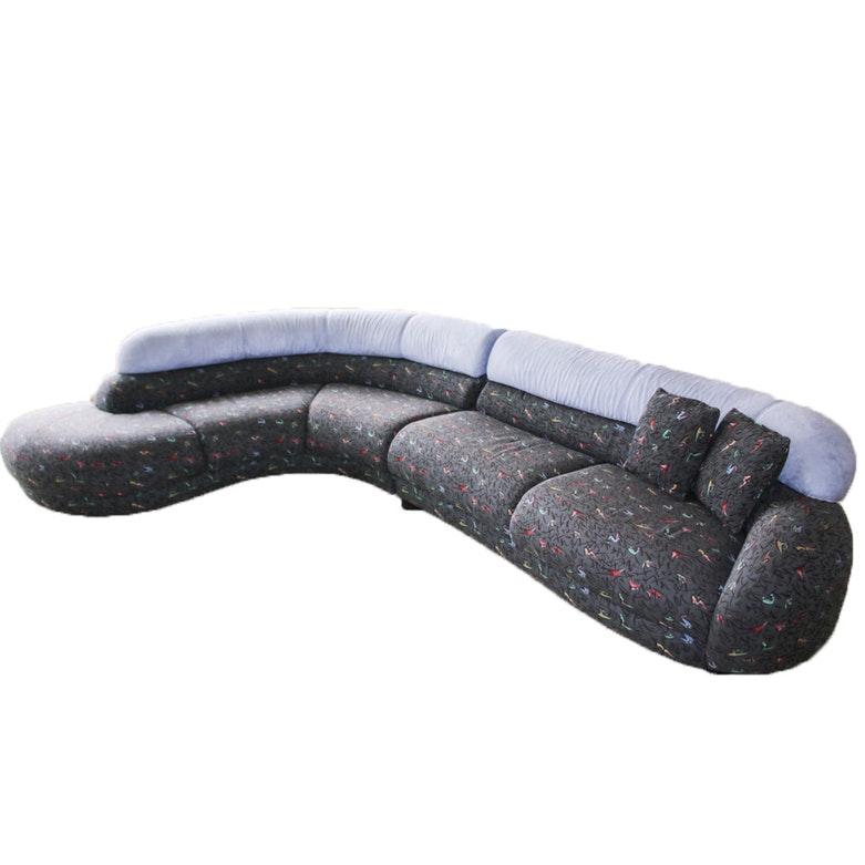 Italy 2000 Suede and Fabric Sectional Sofa, Made in Italy