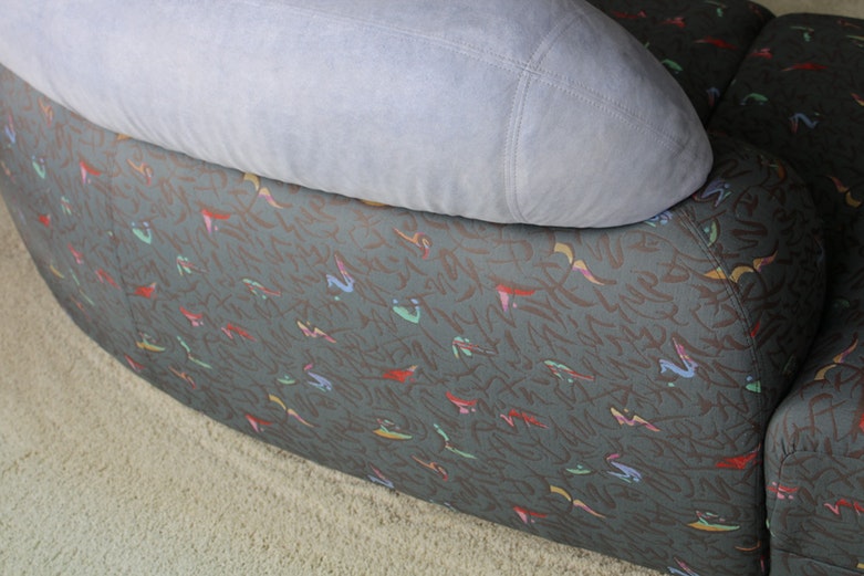 Italy 2000 Suede and Fabric Sectional Sofa, Made in Italy