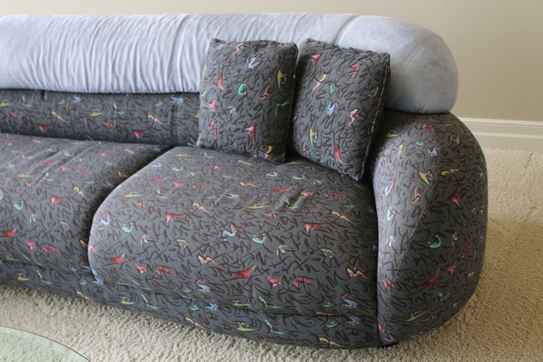 Italy 2000 Suede and Fabric Sectional Sofa, Made in Italy