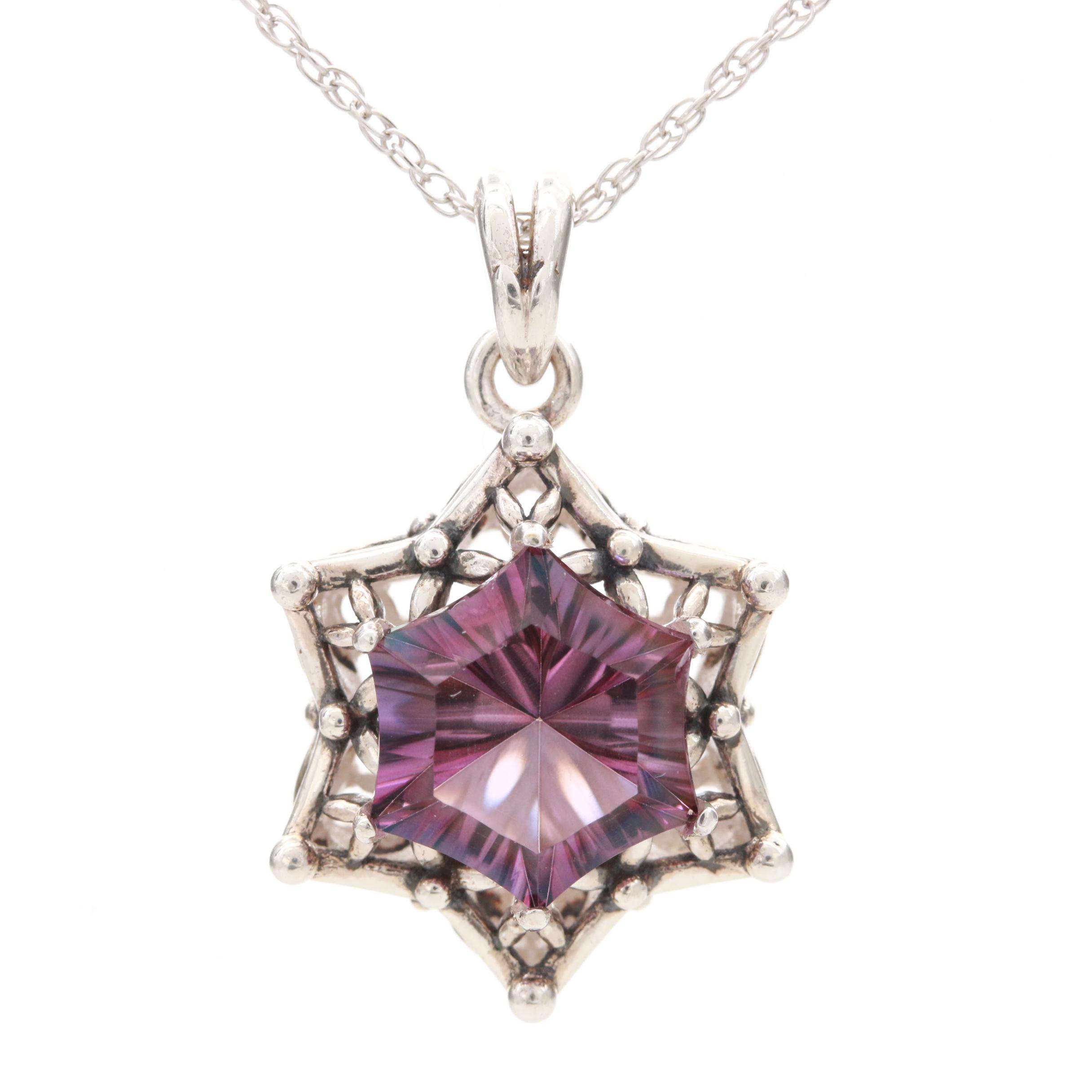 Sterling Silver Quartz Pendant Necklace