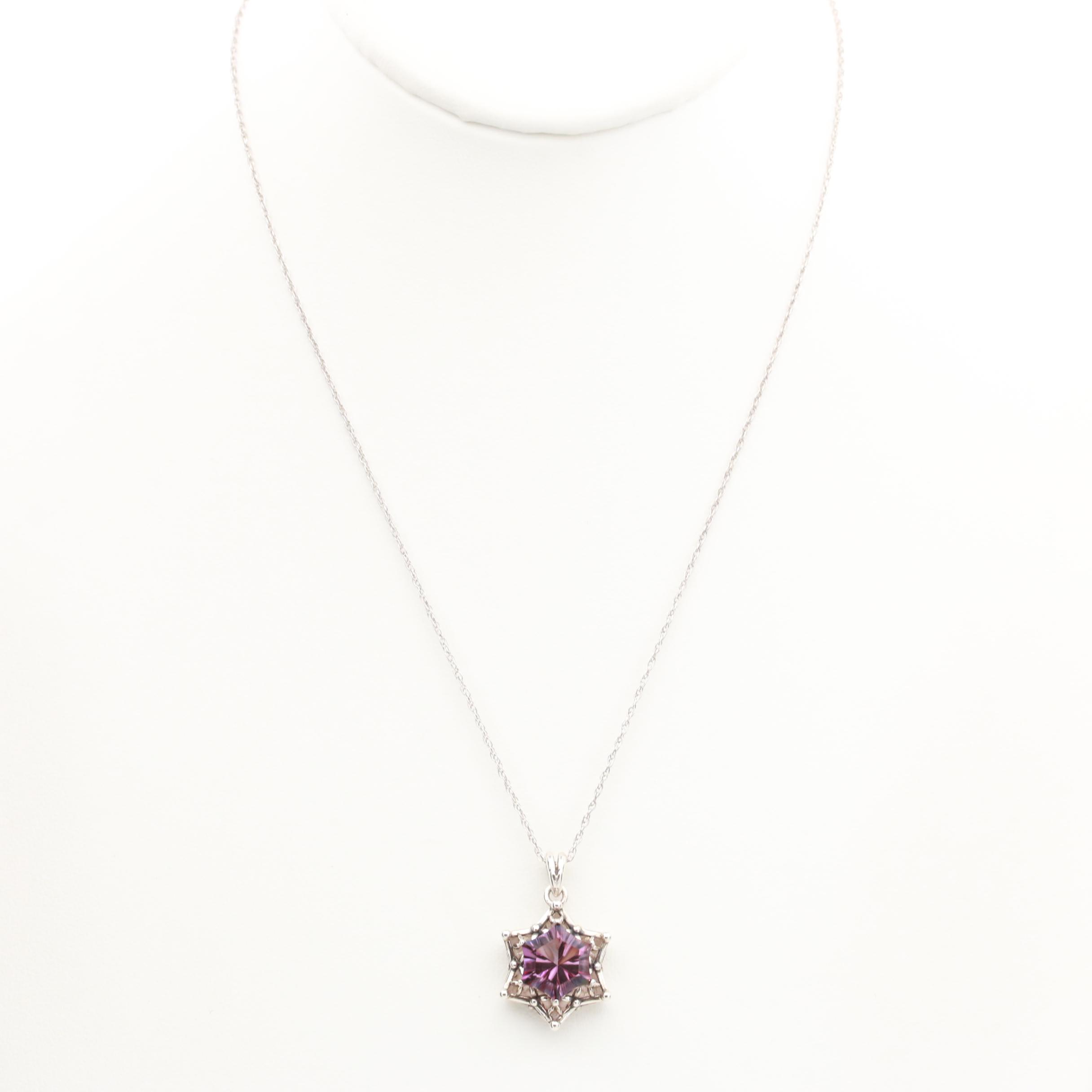 Sterling Silver Quartz Pendant Necklace