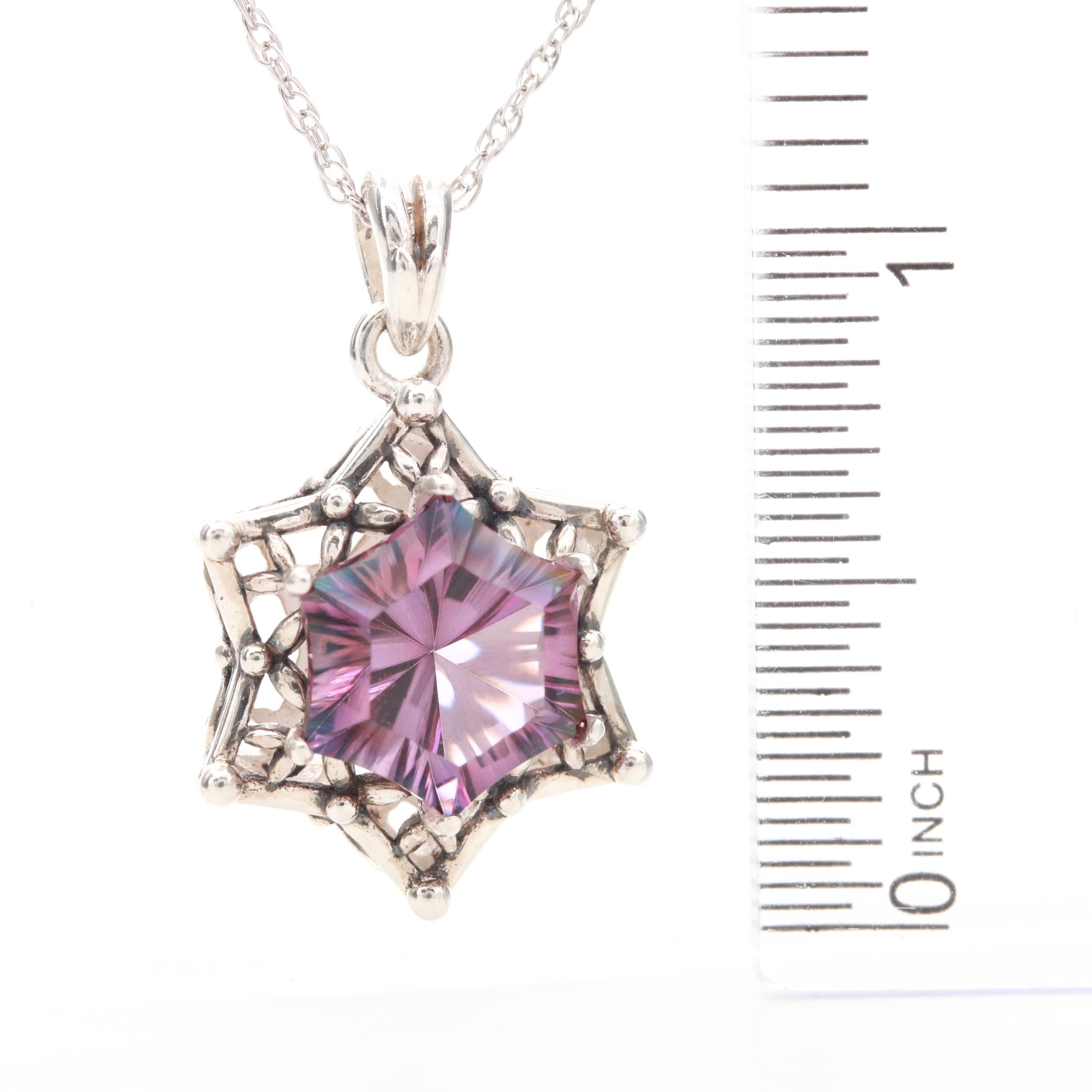 Sterling Silver Quartz Pendant Necklace