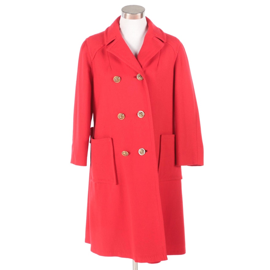Ruby-Martin Petite Junior Originals Red Double-Breasted Coat, 1960s Vintage