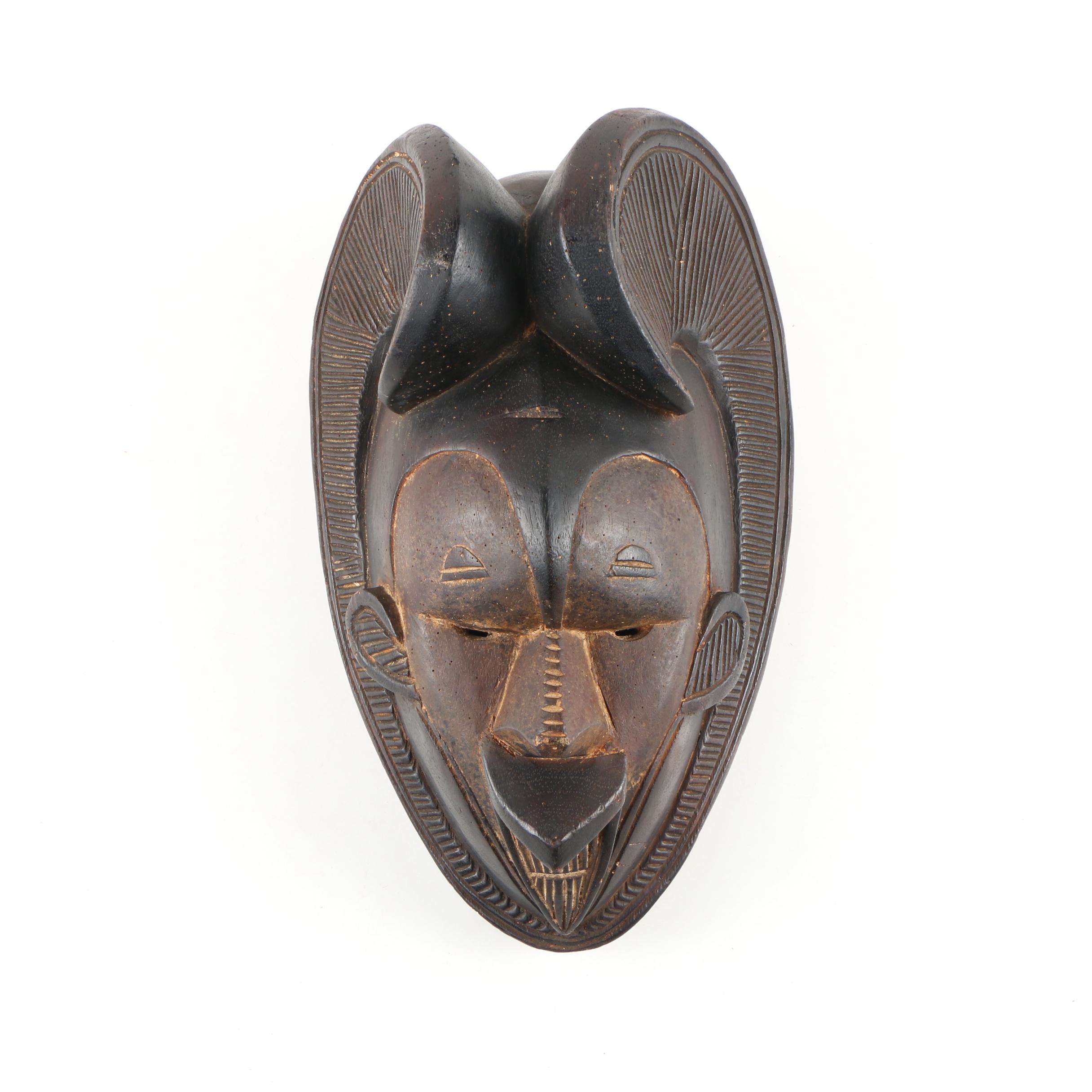 West African Hand-Carved Wooden Mask