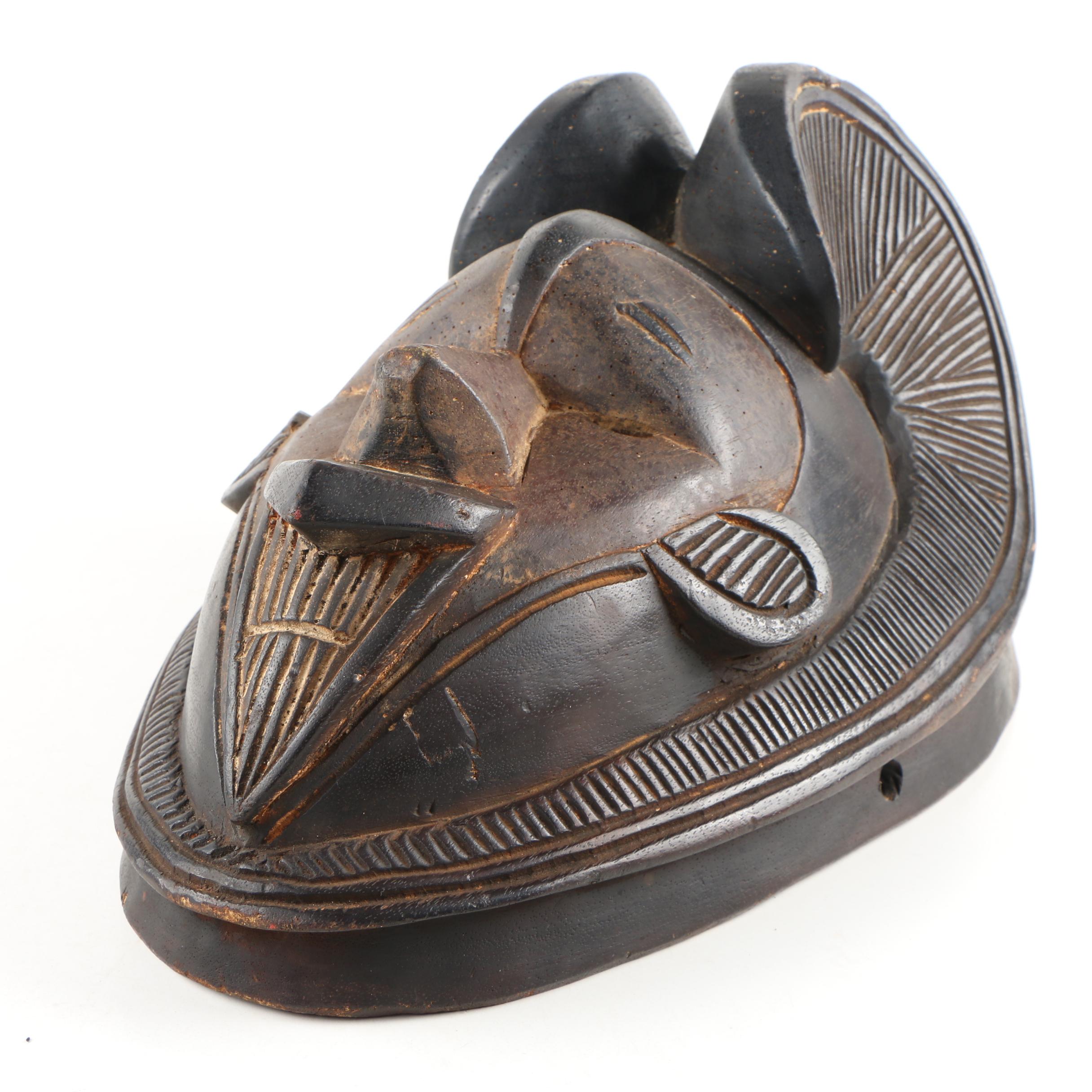 West African Hand-Carved Wooden Mask