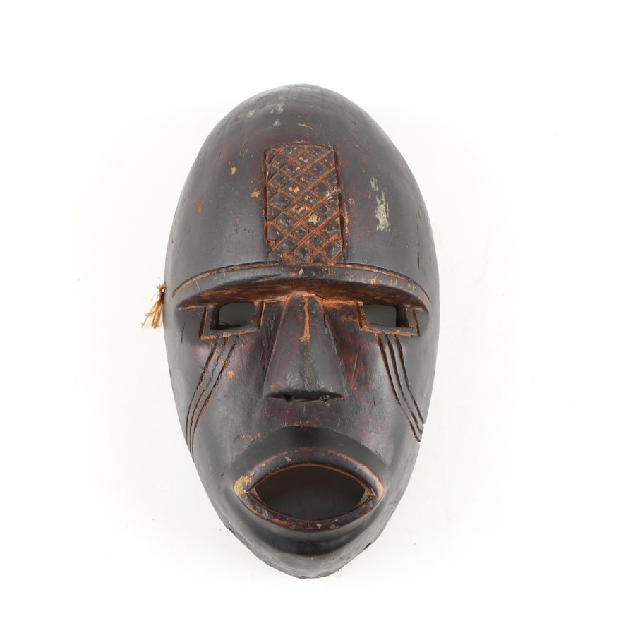 West African Hand-Carved Wooden Mask