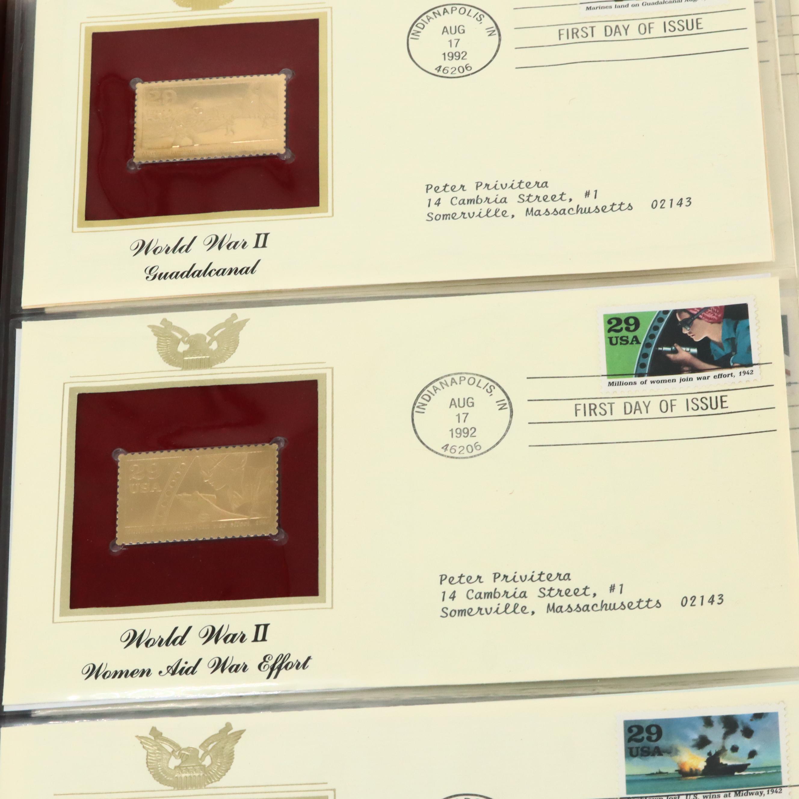 "Golden Replicas of United States Stamps" Two Album Collection