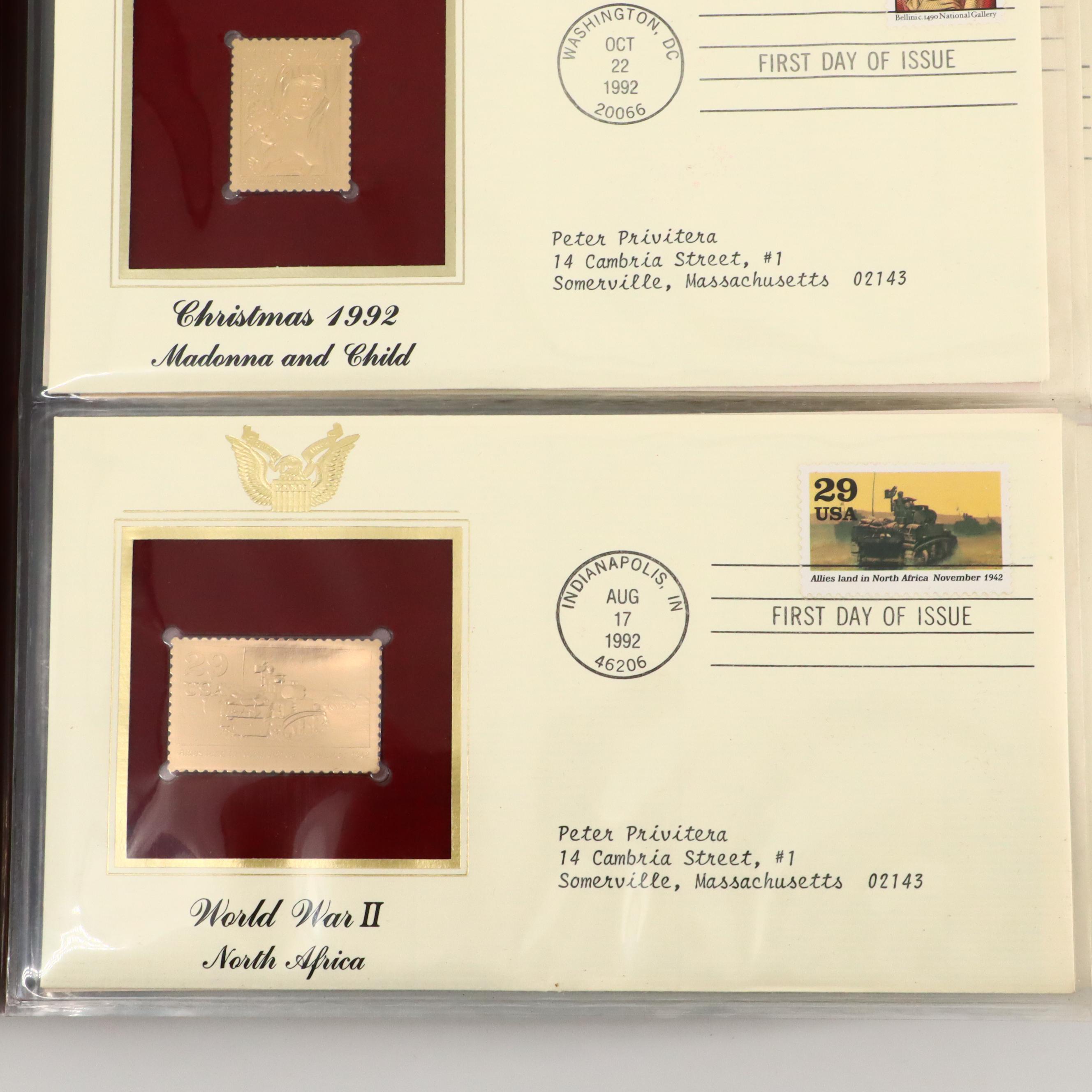 "Golden Replicas of United States Stamps" Two Album Collection