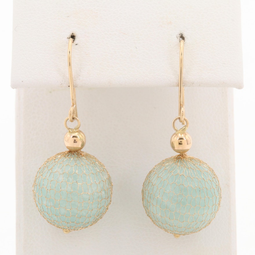 Milor 14K Yellow Gold Blue Beryl Dangle Earrings