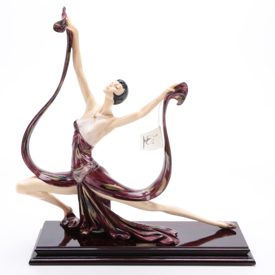 Hand-Painted Resin Dancer Statuette after Amilcare Santini