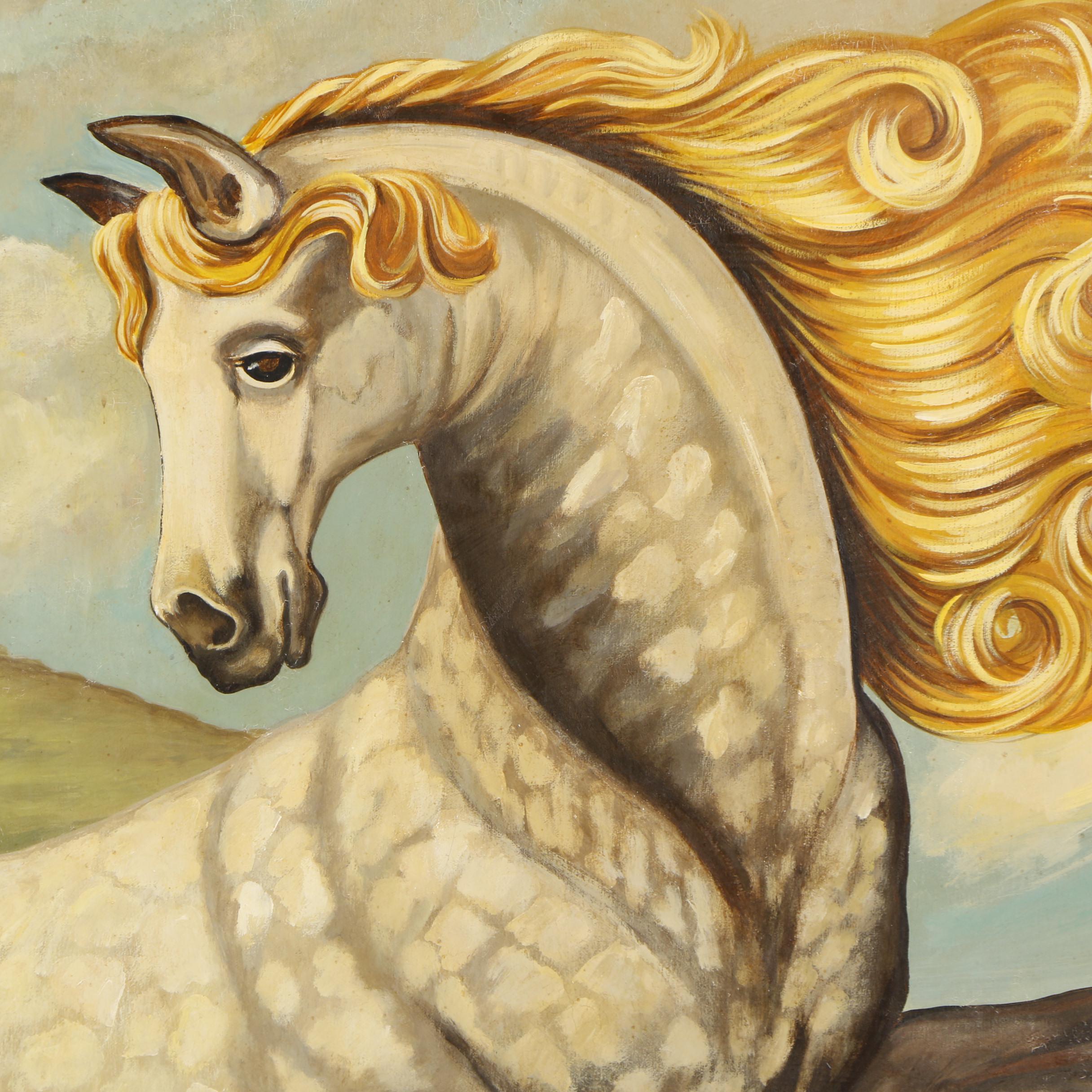 William Skilling Rearing Horse Oil Painting