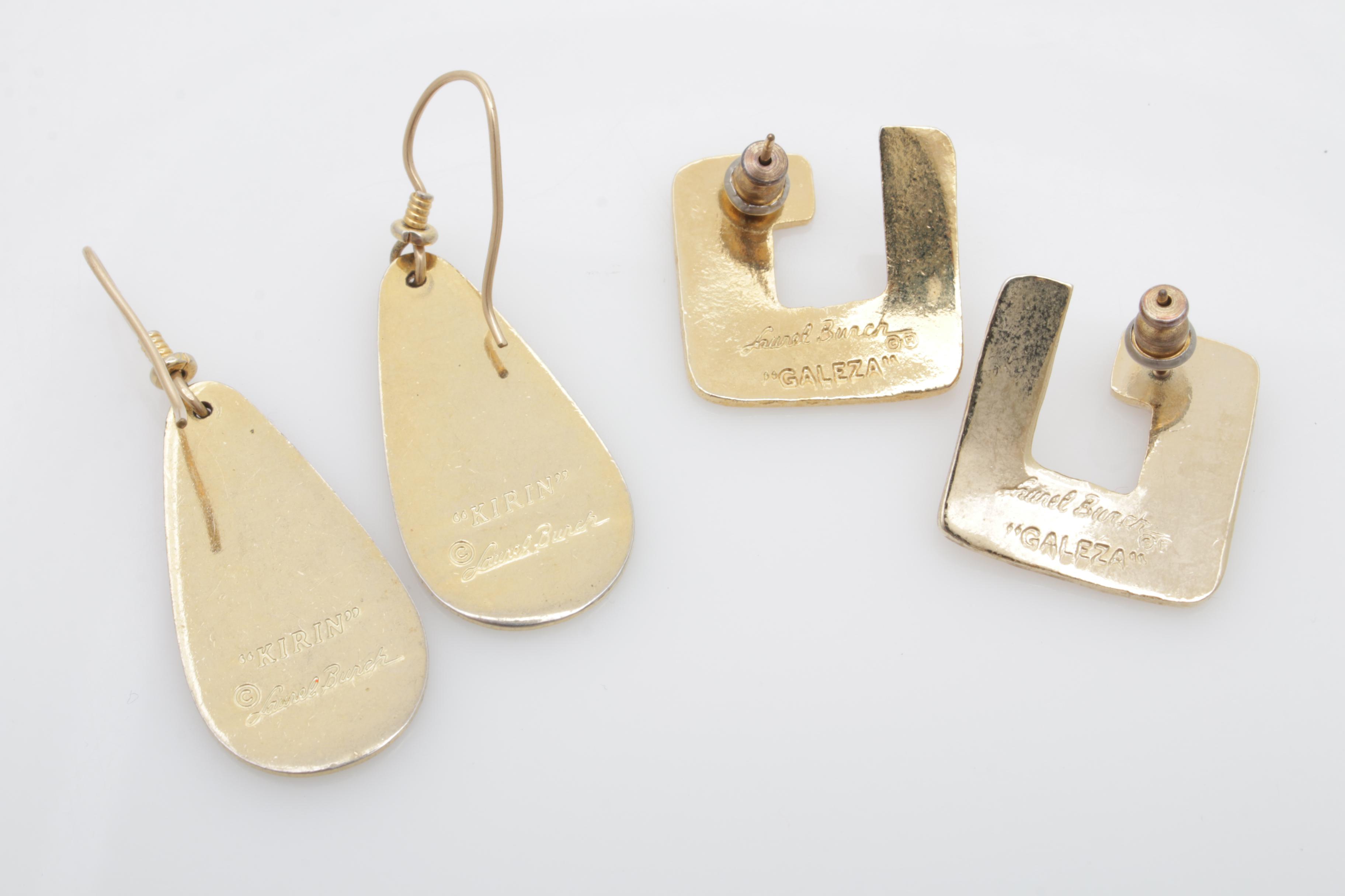 Vintage Laurel Burch "Galeza" and "Kirin" Enameled Earrings