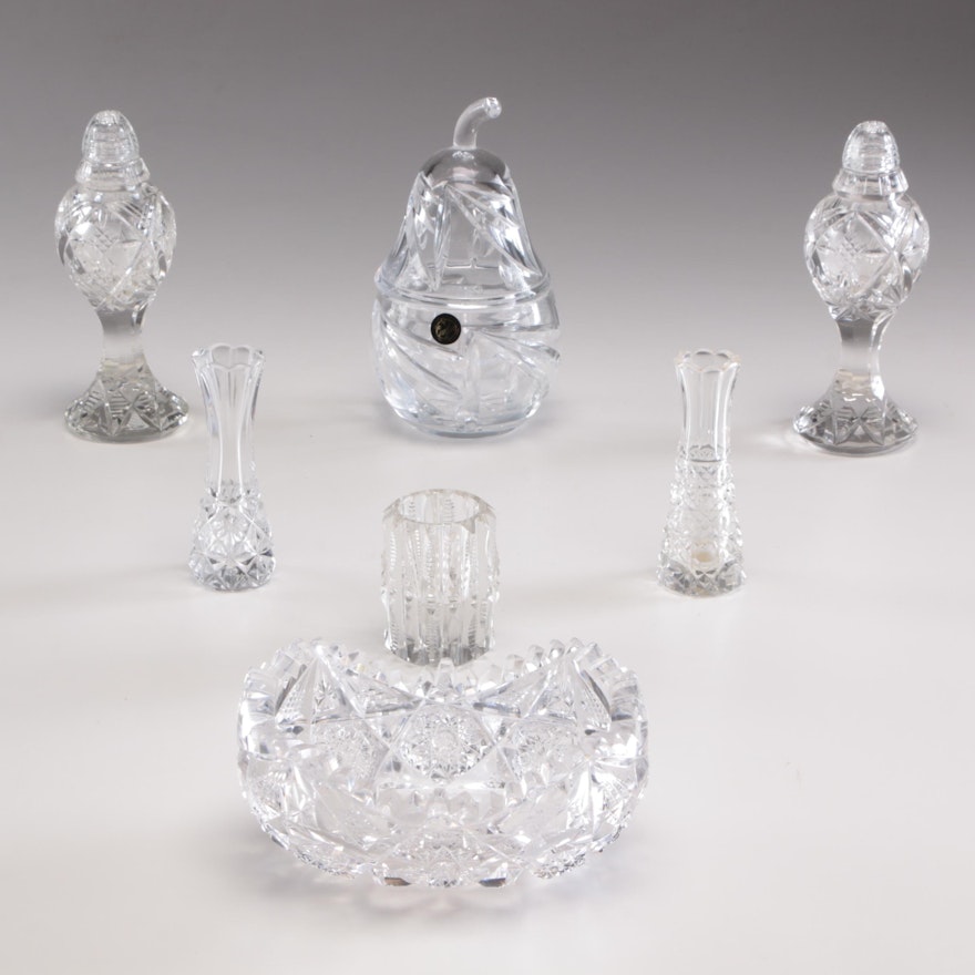 Crystal, Cut Glass Candy Dishes, Salt/Pepper Shakers, Bud Vases  Makers Marks