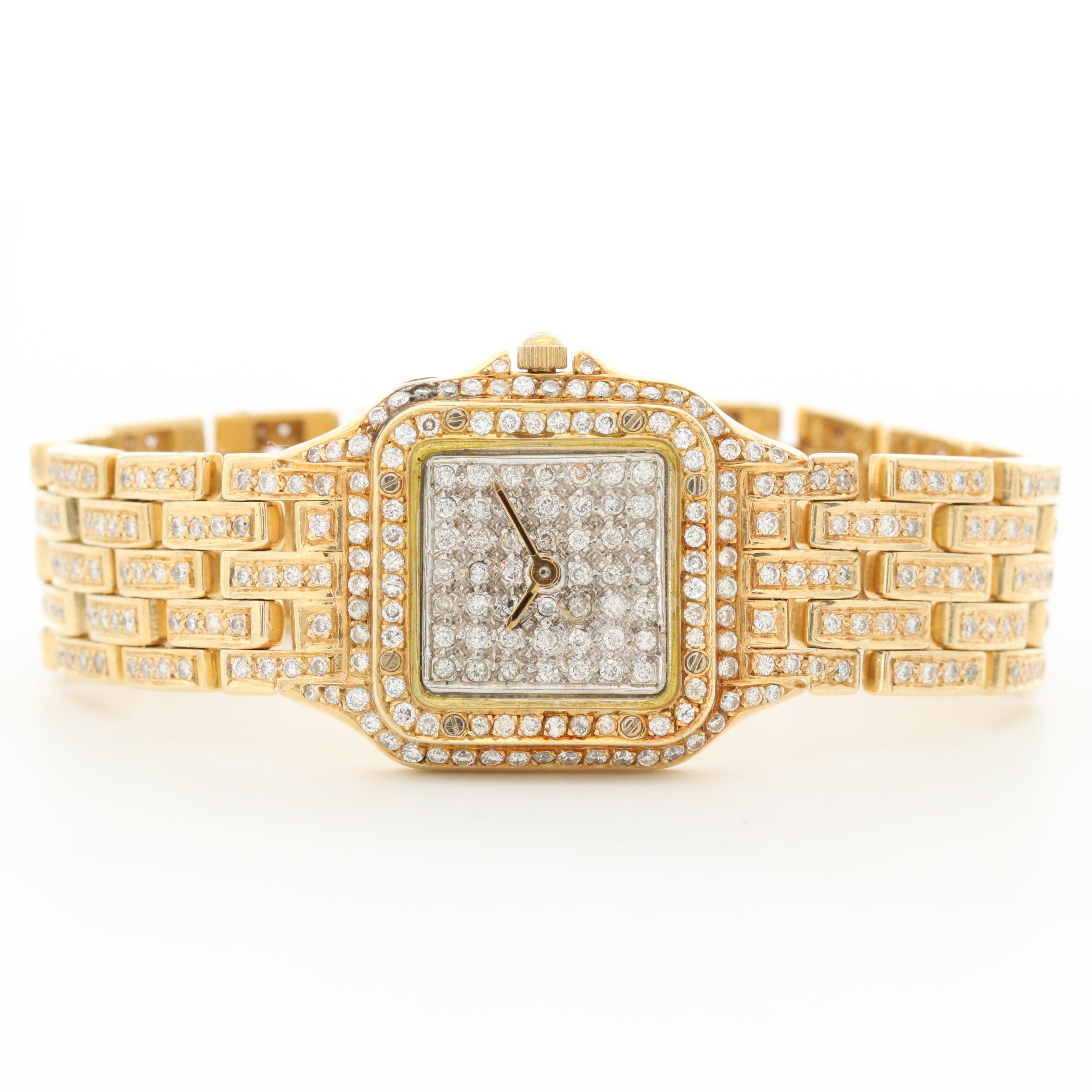 14K Yellow Gold and 3.56 CTW Diamonds Quartz Watch