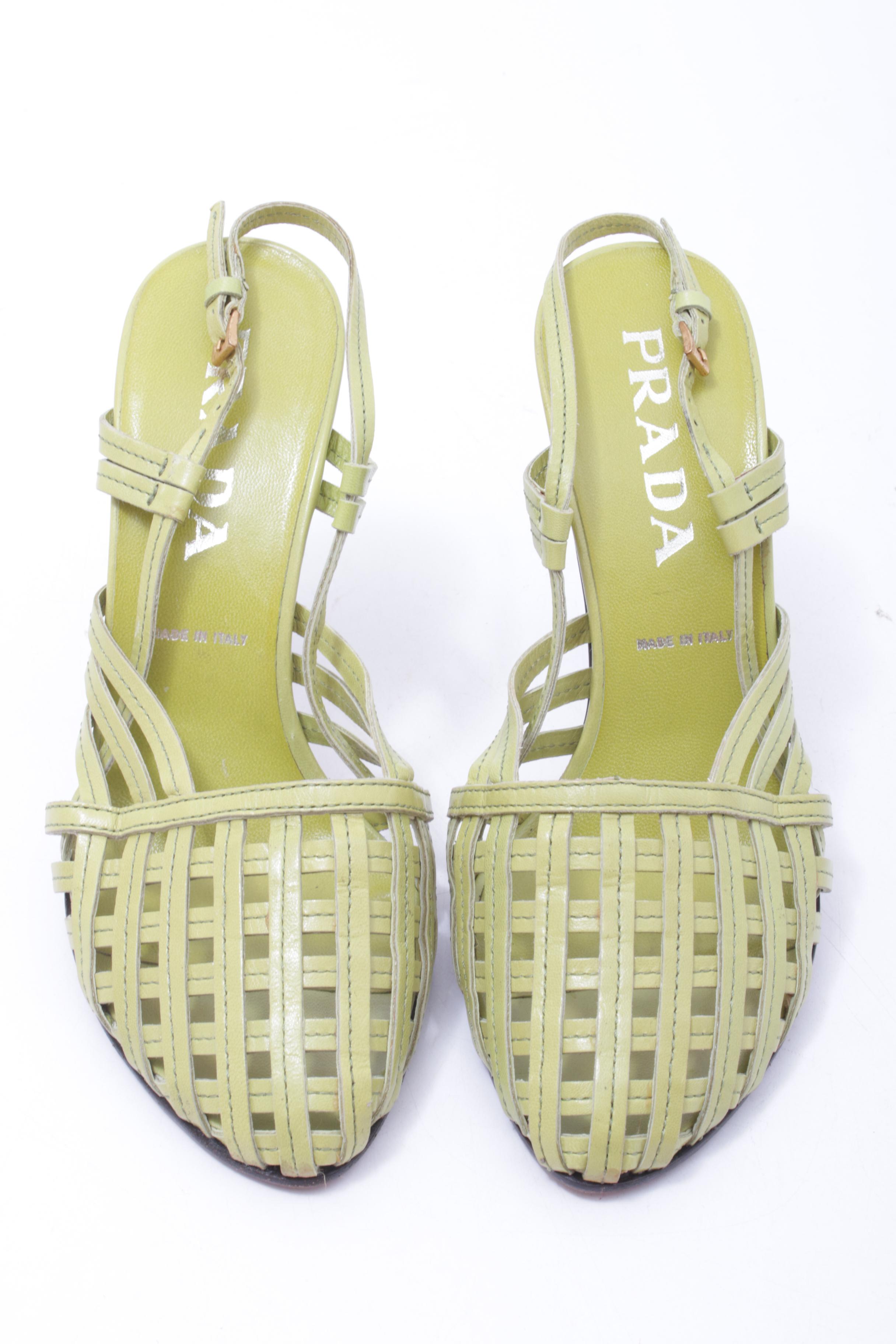 Prada Woven Leather Slingback Pumps, Made in Italy