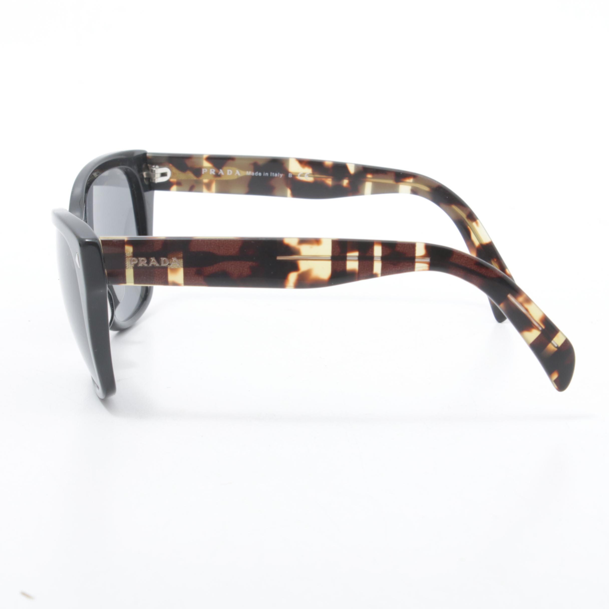 Prada Black and Tortoise Shell Sunglasses, Made in Italy